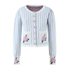 Women's Slim Fit Striped Flower Coat