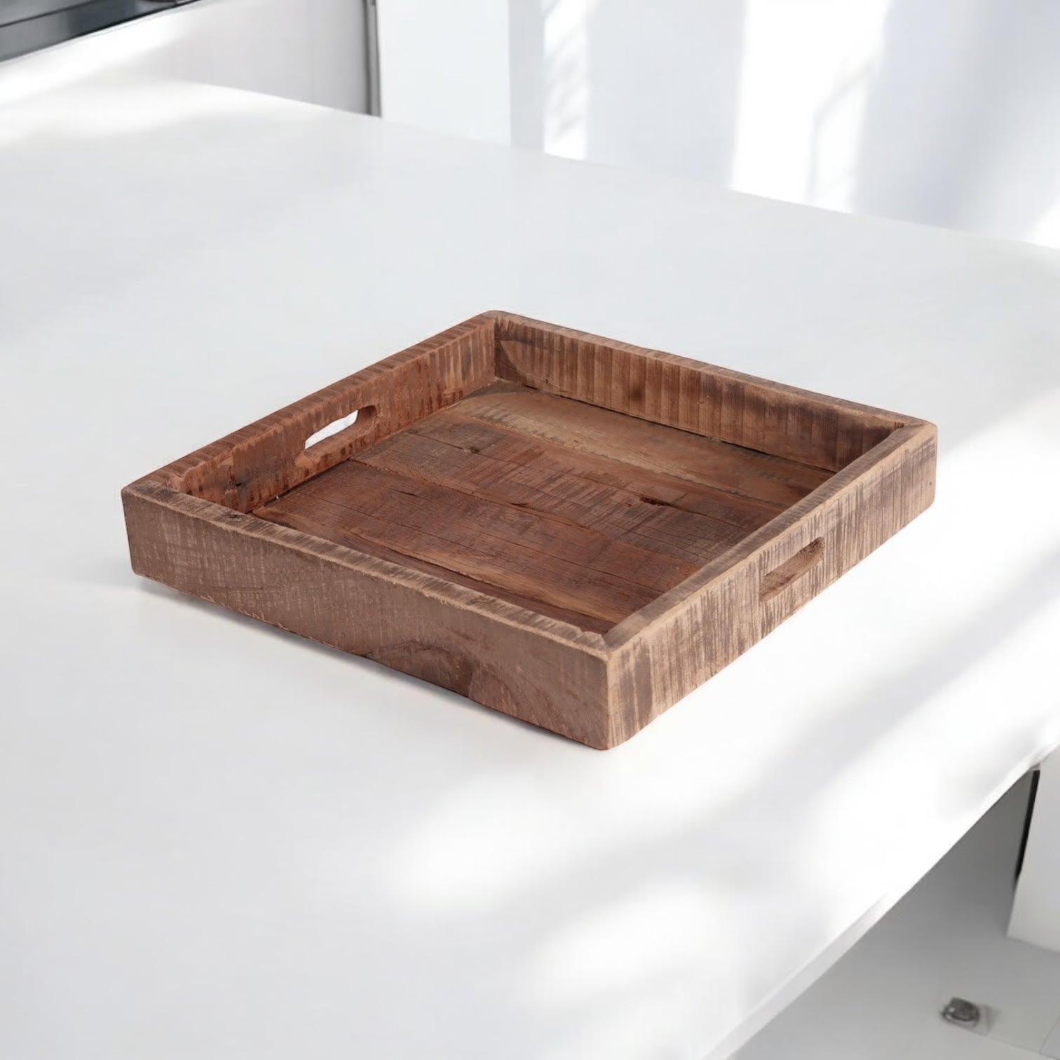 50CM RECLAIMED SQUARE WOODEN TRAY