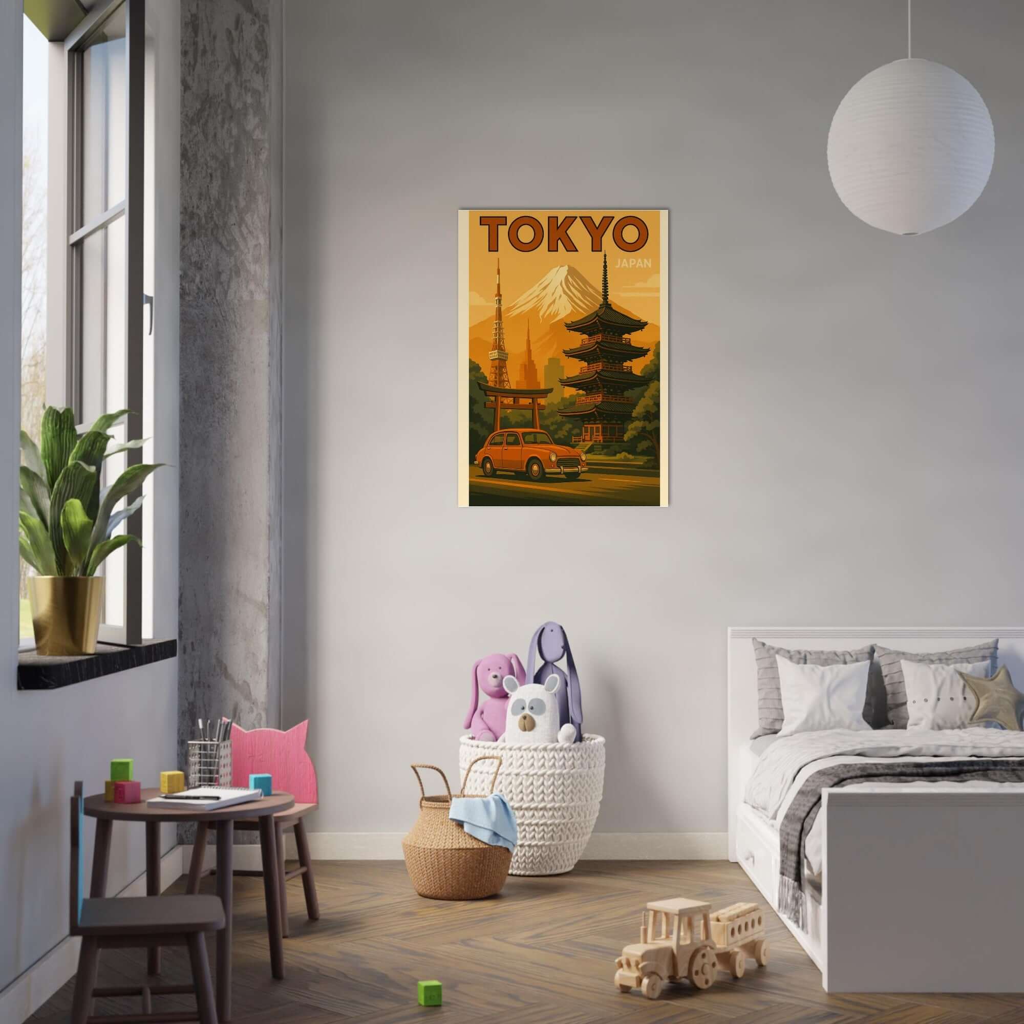 Vintage Tokyo Travel Poster – Retro Japan Wall Art with Mount Fuji