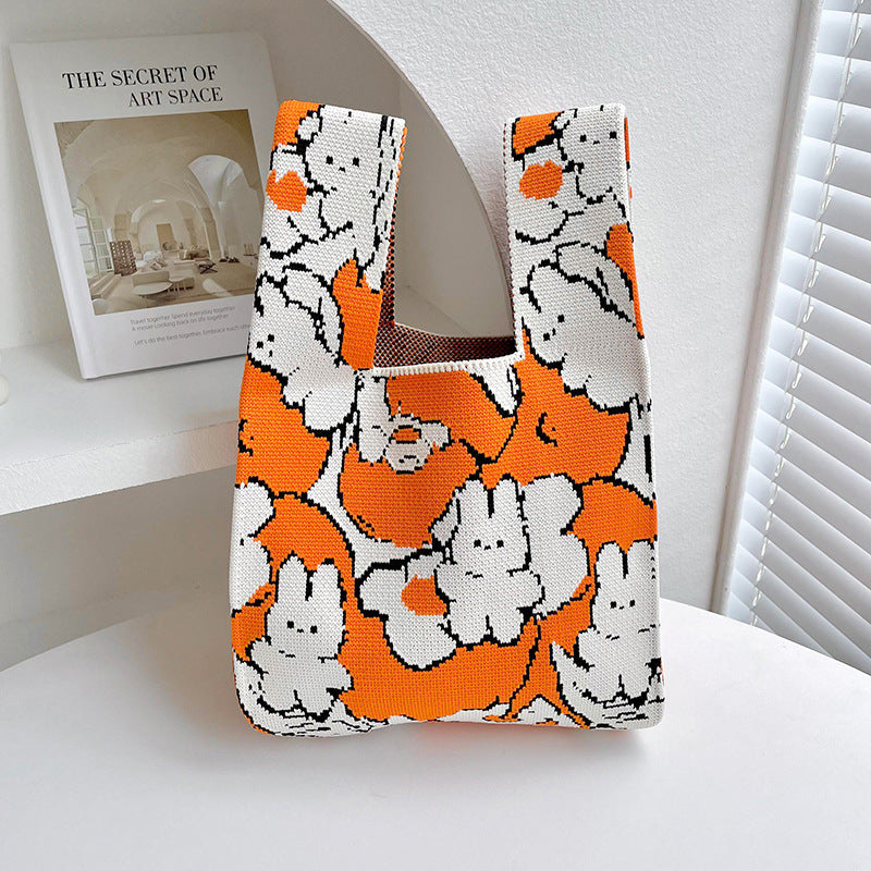 Rabbit Knitted Shoulder Bag Large Capacity Tote