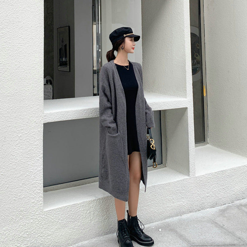 Autumn And Winter Clothing New Loose Mid-length Knitted Coat For Women