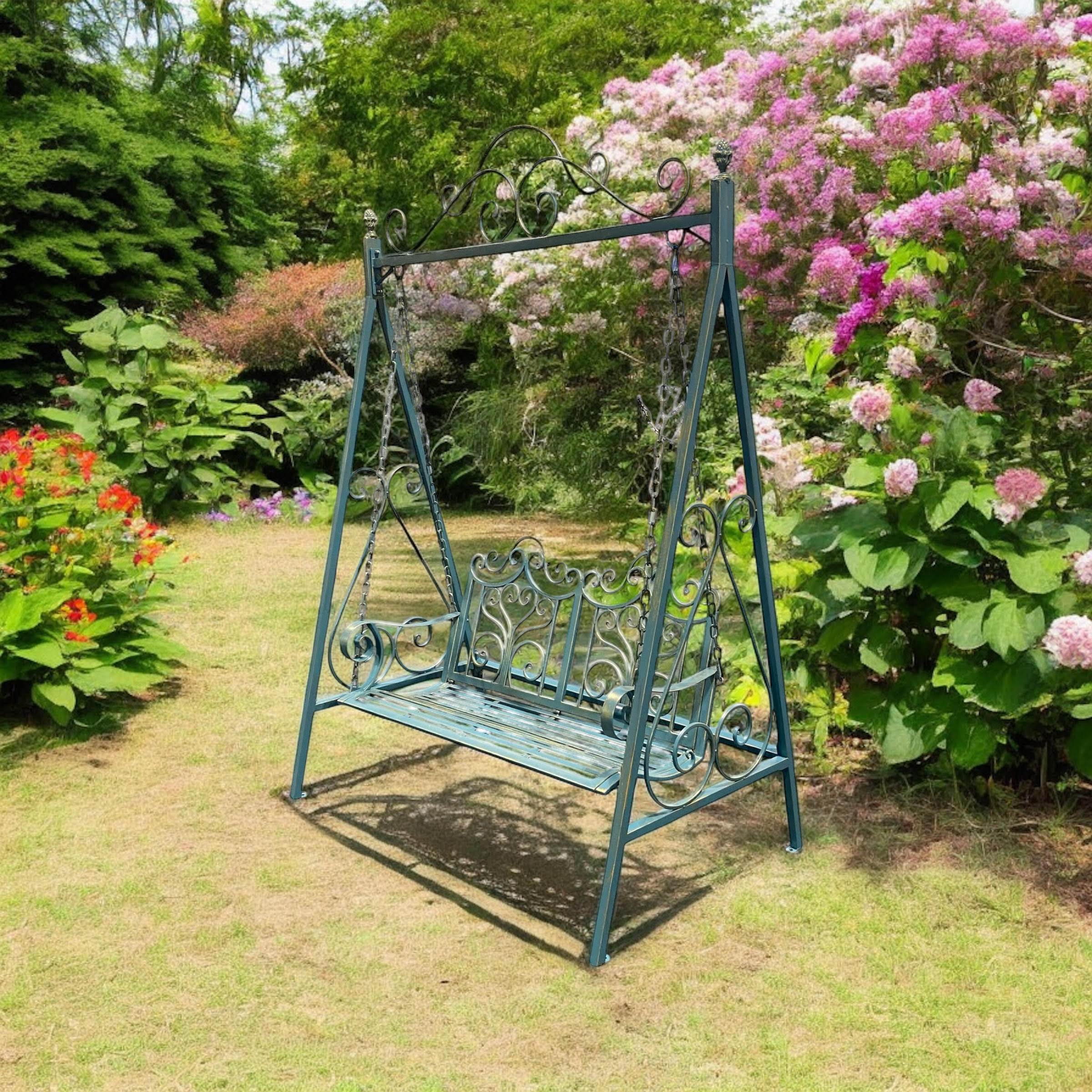 BLUE/GOLD METAL SWING BENCH