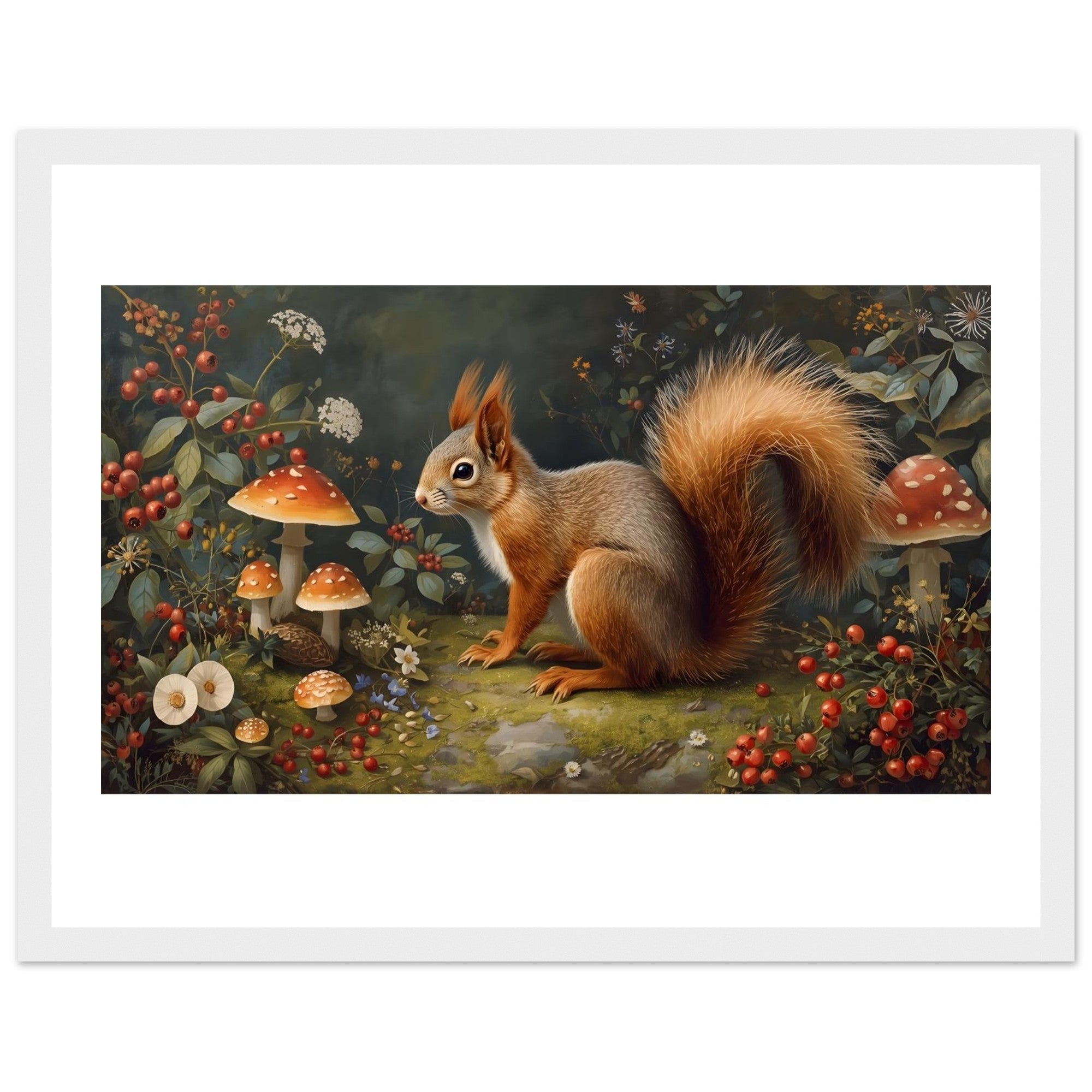 Woodland Squirrel Framed Print – Rustic Nature Wall Art