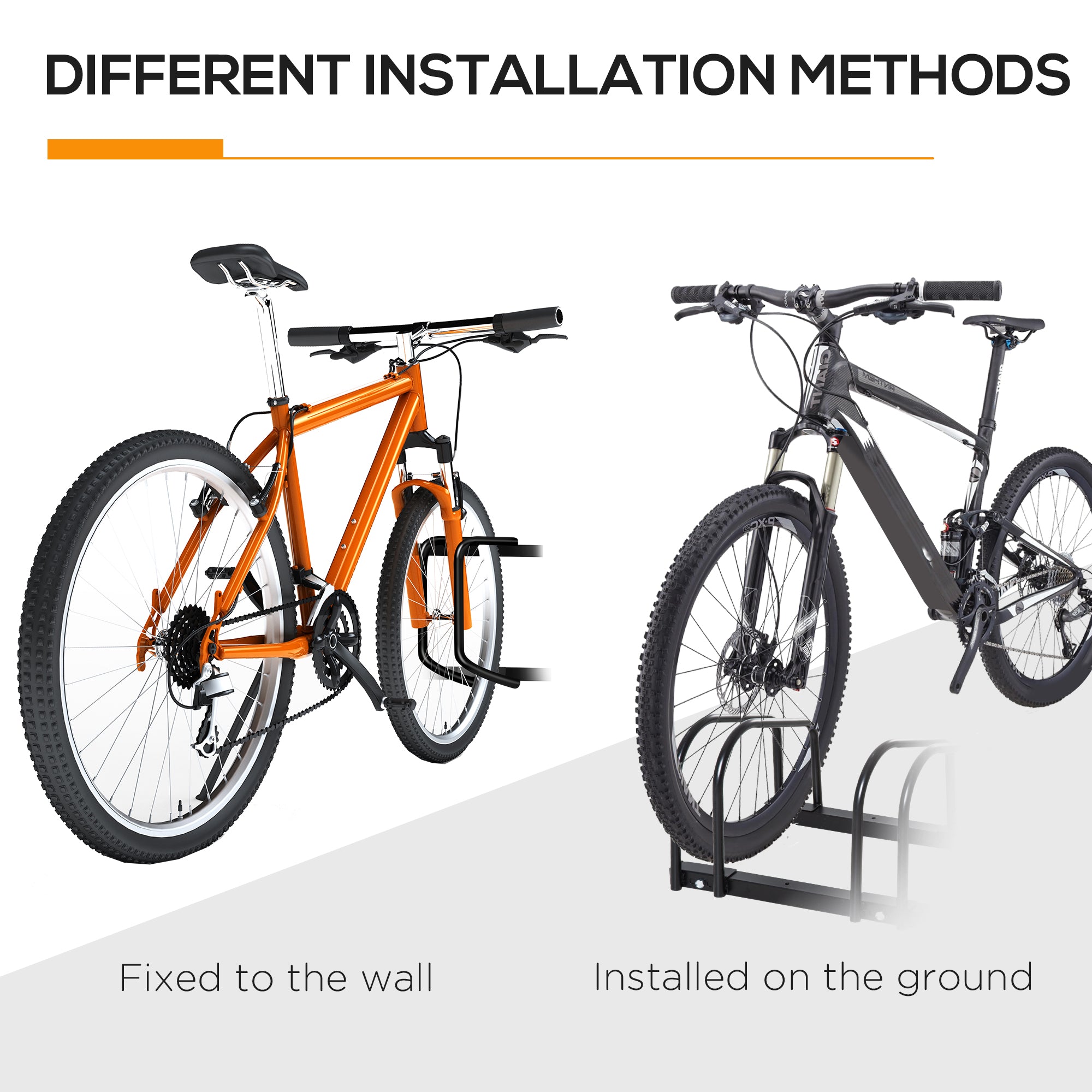 6 Bike Parking Rack Locking Storage Stand Holder Floor Wall Mount Black HOMCOM