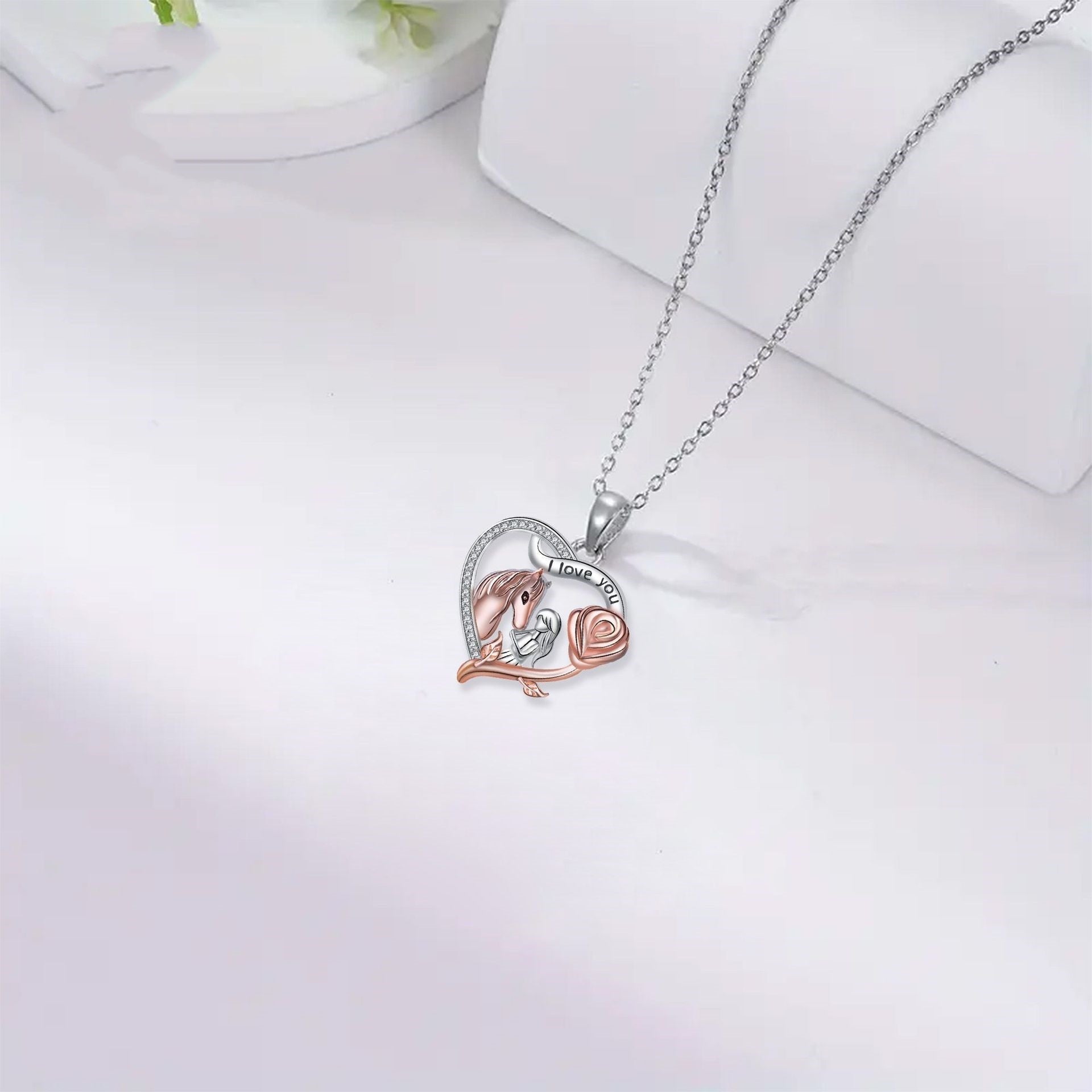 Fashion Girl And Horse Necklace Women's Valentine's Day Gift