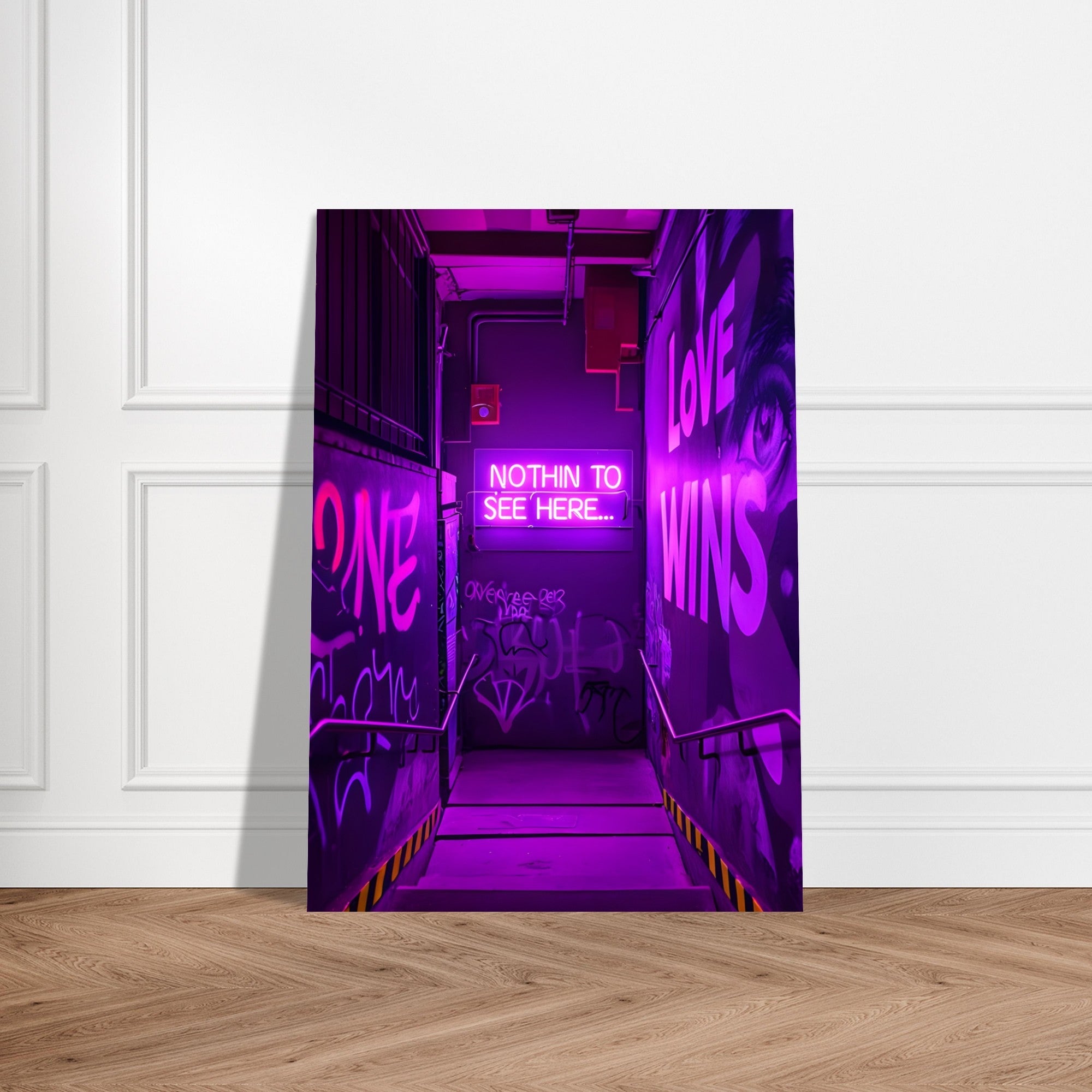 Neon Alleyway Graffiti Art Poster - Bold Urban Wall Art for Modern Spaces