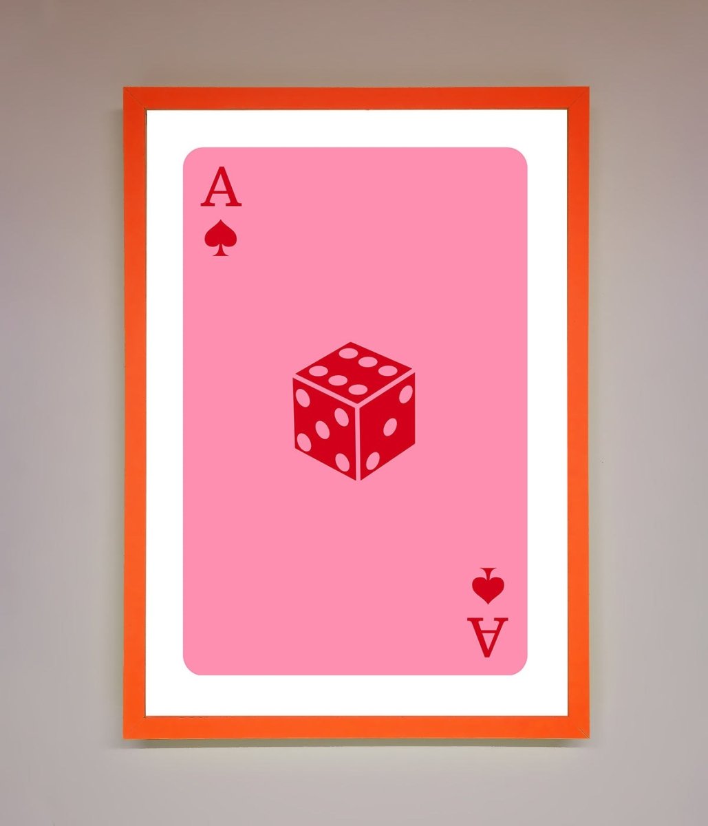 Ace Of Spades Poker Pink Framed Wall Art - Zestio