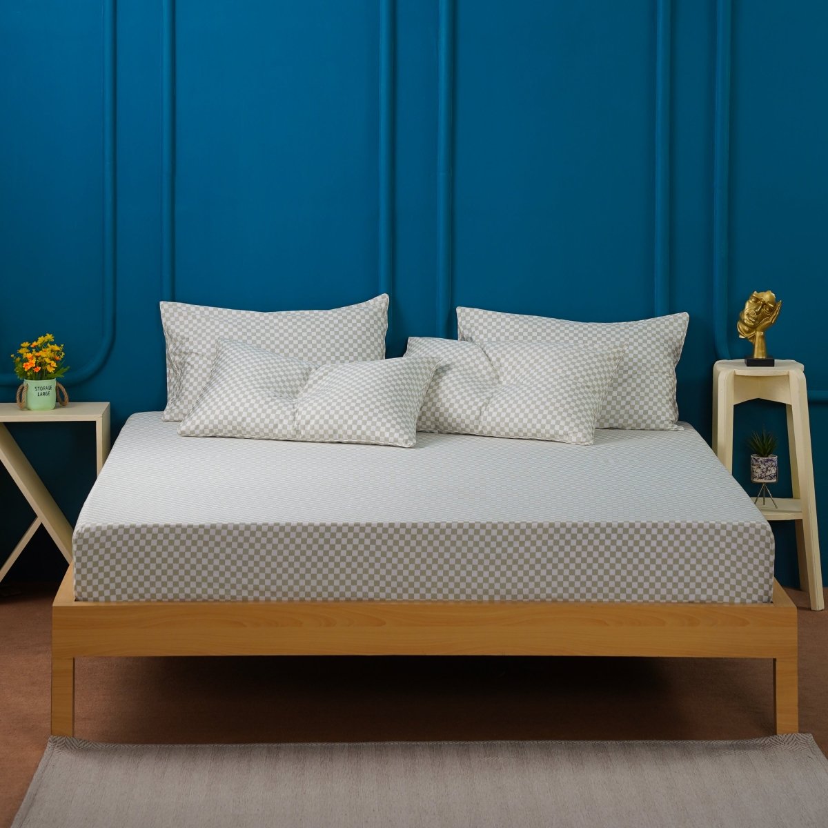 Ackly Bamboo - Sage Green Checkerboard Fitted Sheet - Zestio
