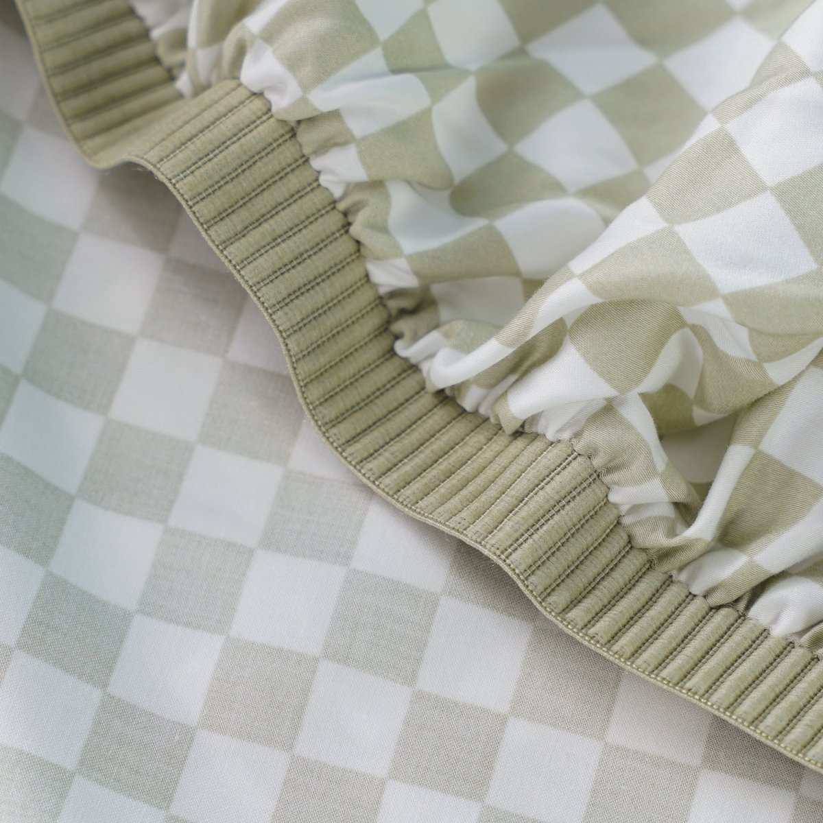 Ackly Bamboo - Sage Green Checkerboard Fitted Sheet - Zestio