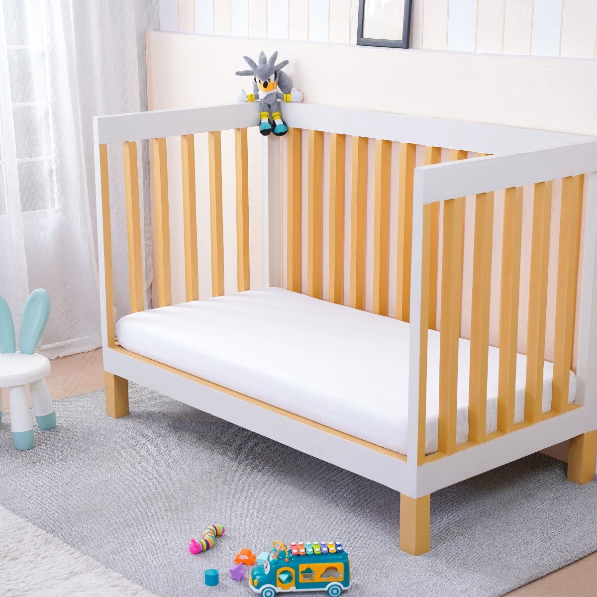 Ackly Bamboo - White Cot Bed Size Fitted Sheet - Zestio