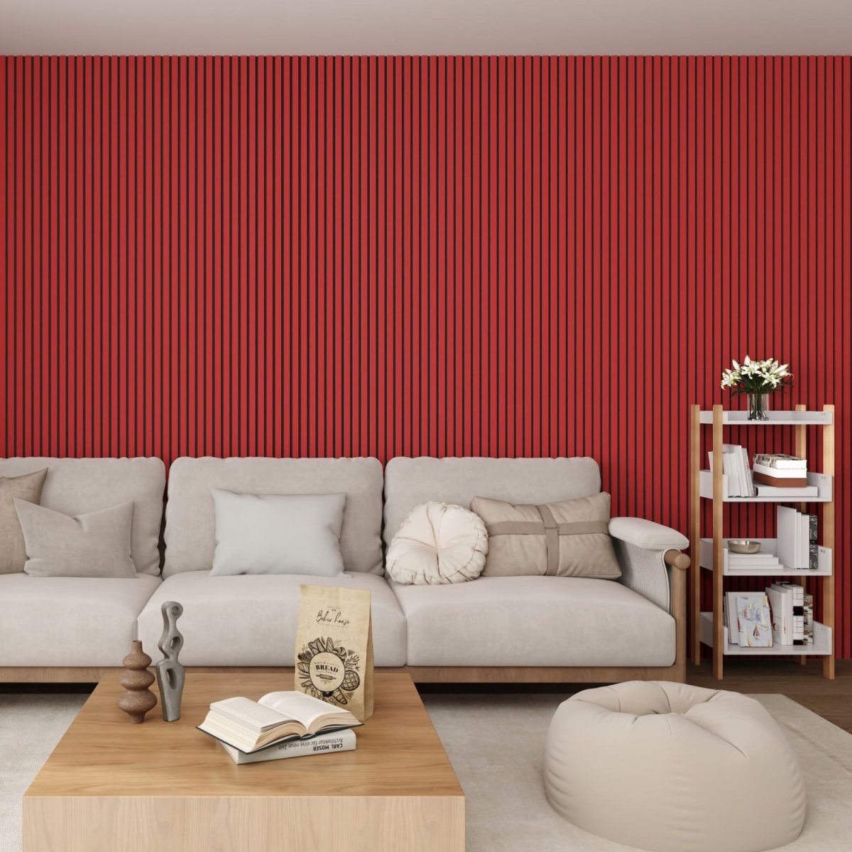 Acoustic Wall Panels in Red Wonder with Black Backing - Zestio