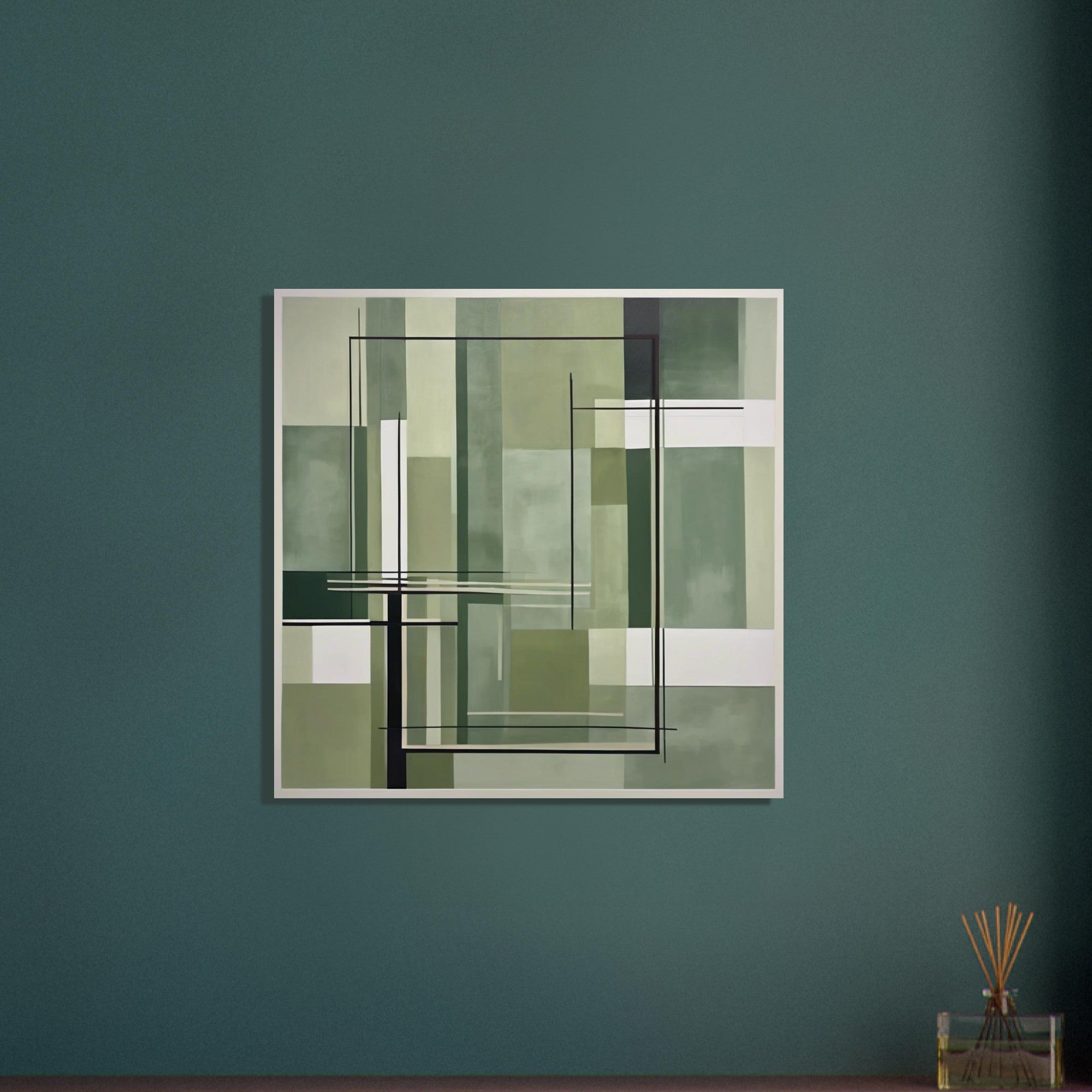 Sage Green Abstract Wall Art Print – Minimalist Geometric Poster, Modern Neutral Scandinavian Living Room Decor