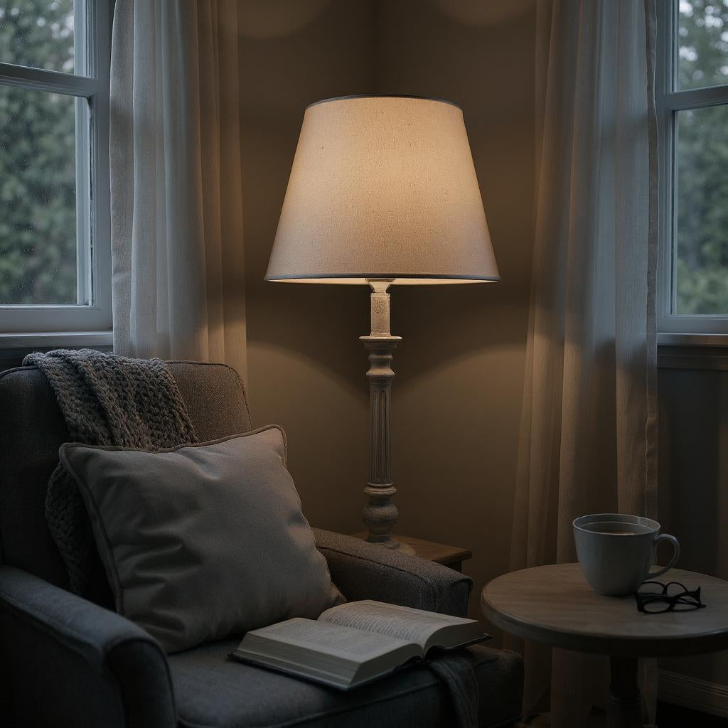 Lamp and Shade - L12 x W12 x H54 cm - Cream