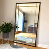 Aimi - Full Length Black & Gold Metal Rectangle Window Mirror - 180cm x 105cm. - Zestio
