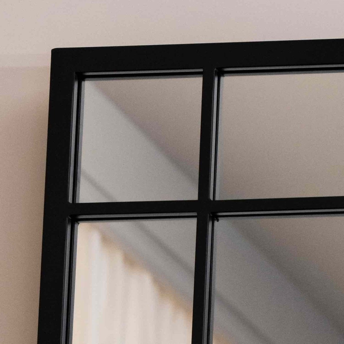 Aimi - Full Length Black Metal Rectangle Window Mirror - 200cm x 120cm - Zestio