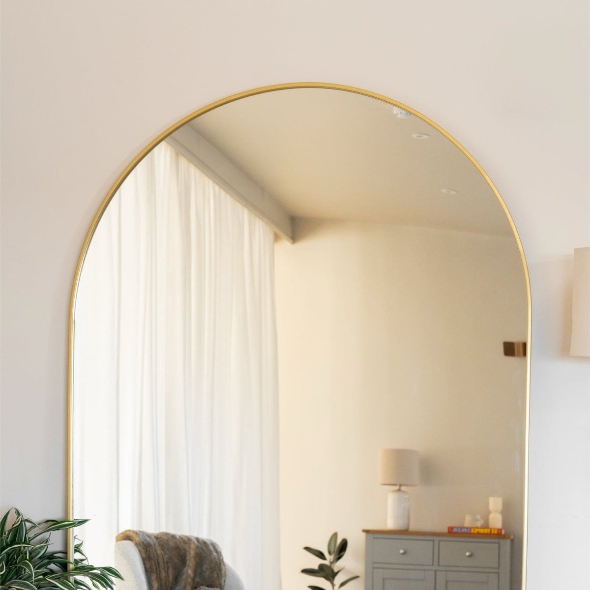 Akiko - Full Length Gold Metal Arched Mirror - 180cm x 90cm - Zestio