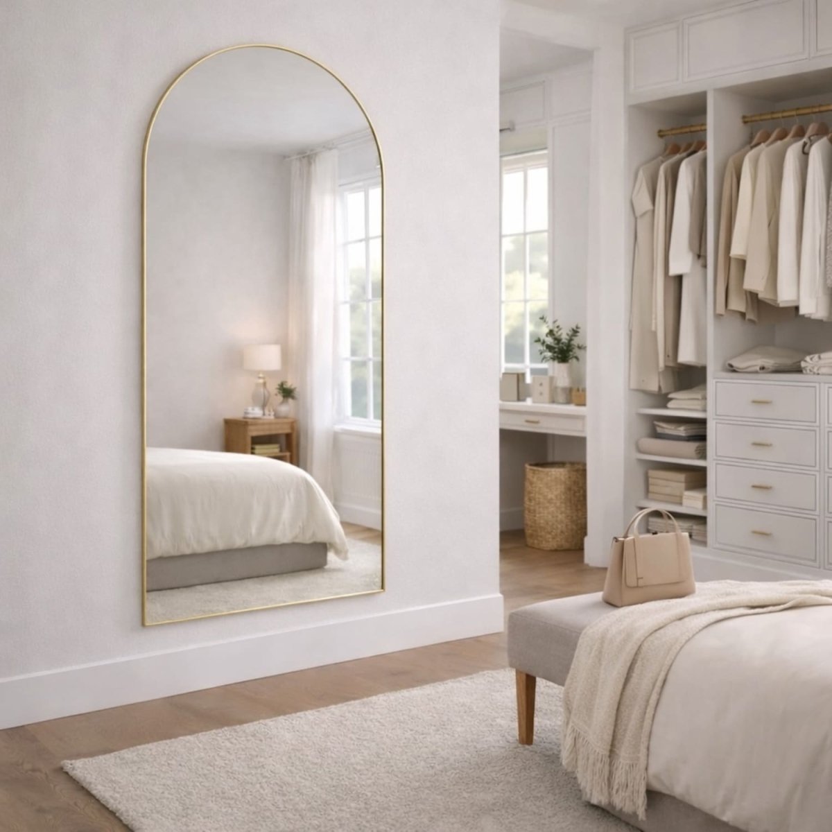 Akiko - Full Length Gold Metal Arched Mirror - 180cm x 90cm - Zestio
