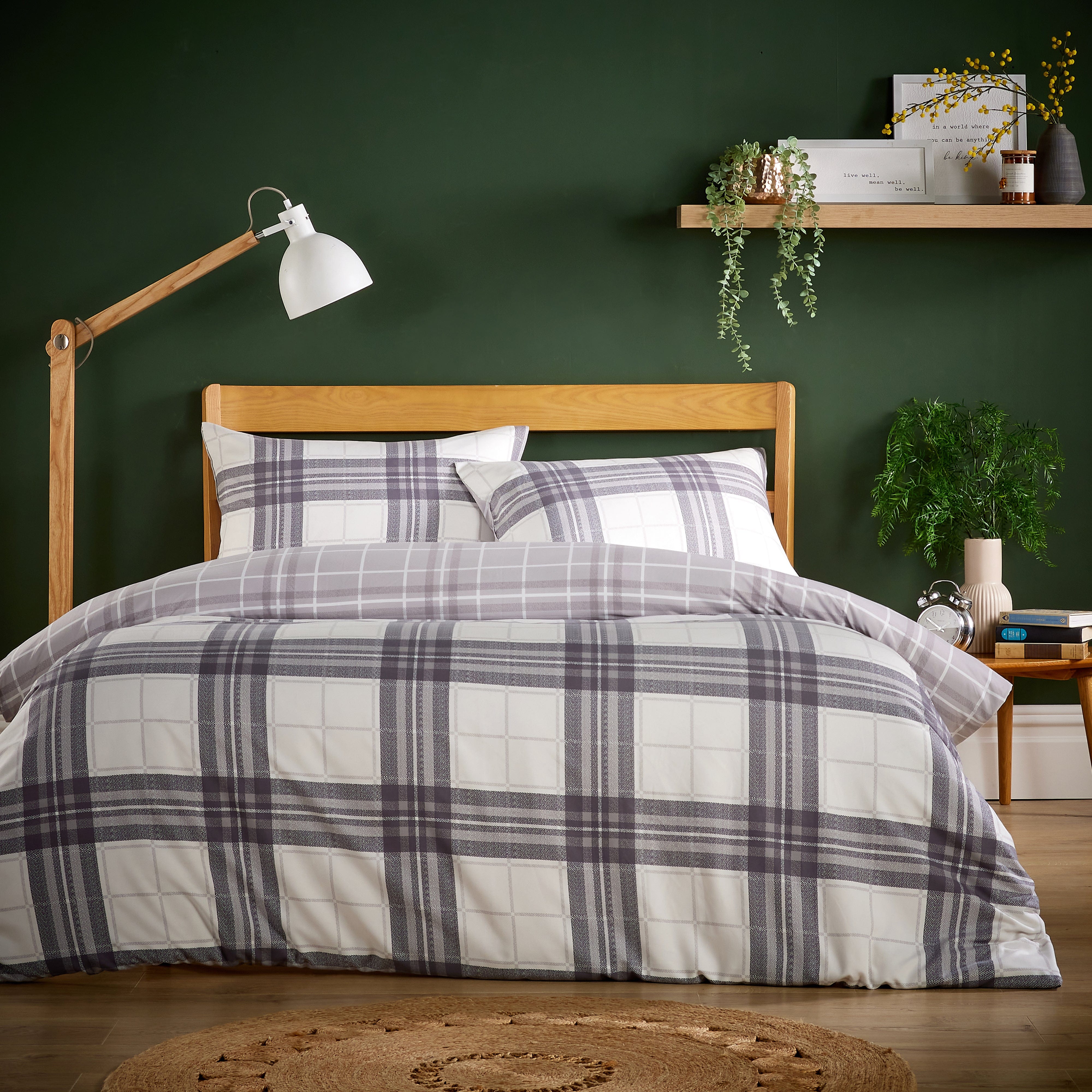 OLIVIA ROCCO Alba Grey Super Soft Flannel Duvet Cover Set With Pillowcases And Multiple Sizes Available For All Seasons Easy Care