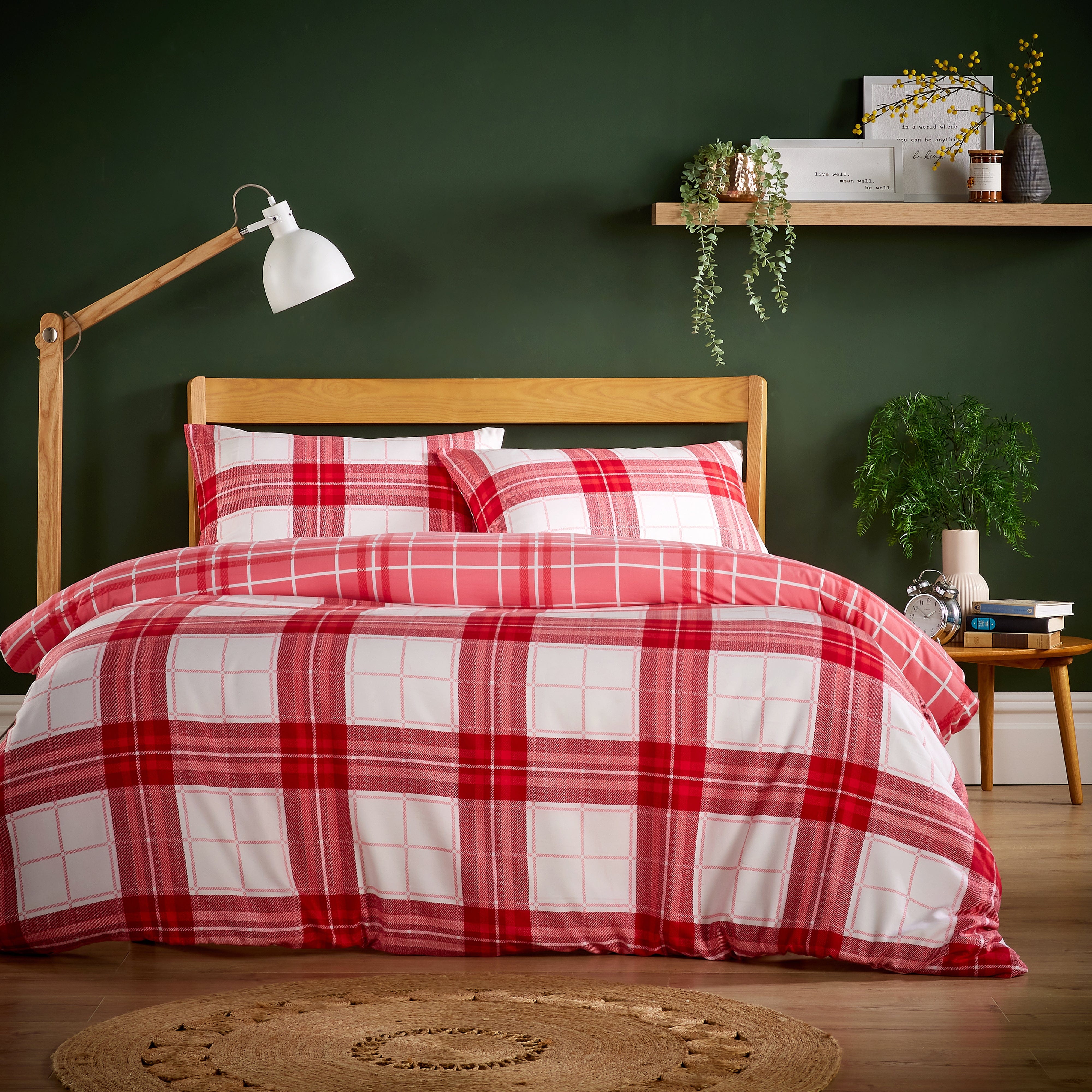 OLIVIA ROCCO Alba Red Super Soft Flannel Duvet Cover Set With Pillowcases Warm Cosy Bedding In Multiple Sizes Available Now