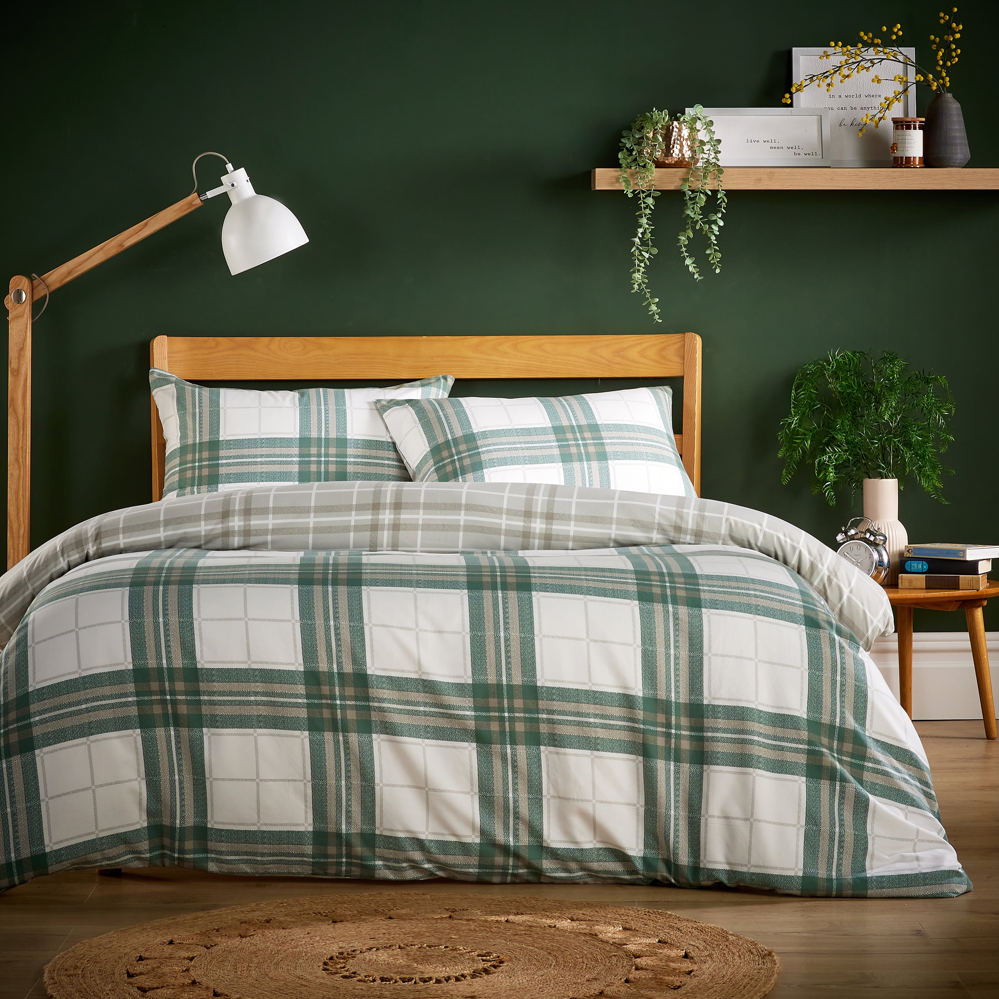 OLIVIA ROCCO Alba Sage Green Super Soft Flannel Duvet Cover Set With Pillowcases Warm Cozy Bedding In Multiple Sizes All Season Comfort
