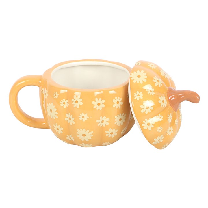 Floral Lidded Pumpkin Mug