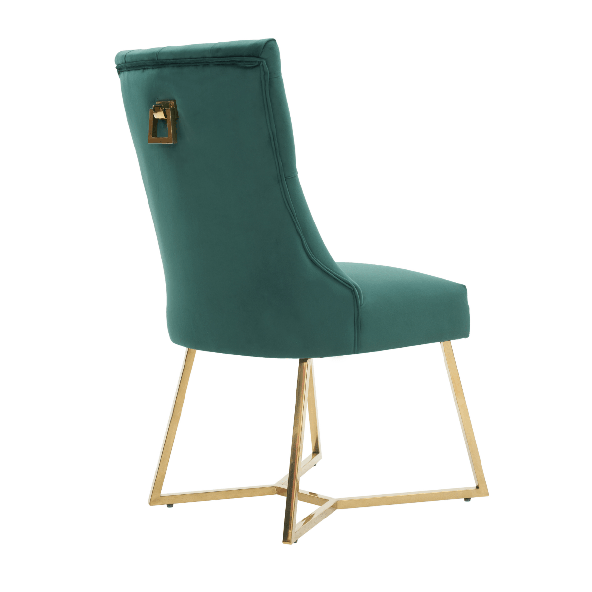 Ambra Velvet Dining Chair – Tufted Luxury Accent with Gold Legs & Ring Pull - Zestio