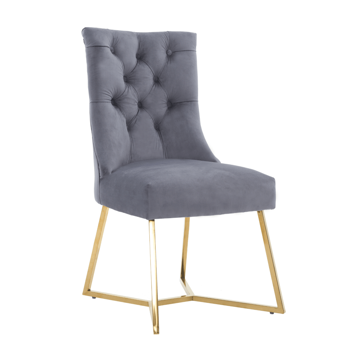 Ambra Velvet Dining Chair – Tufted Luxury Accent with Gold Legs & Ring Pull - Zestio
