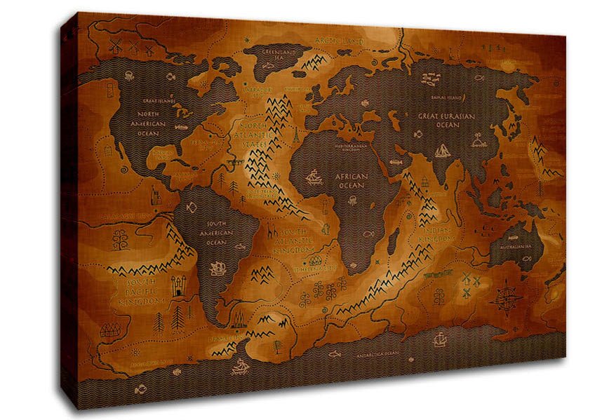 Ancient World Map Canvas Wall Art - Zestio