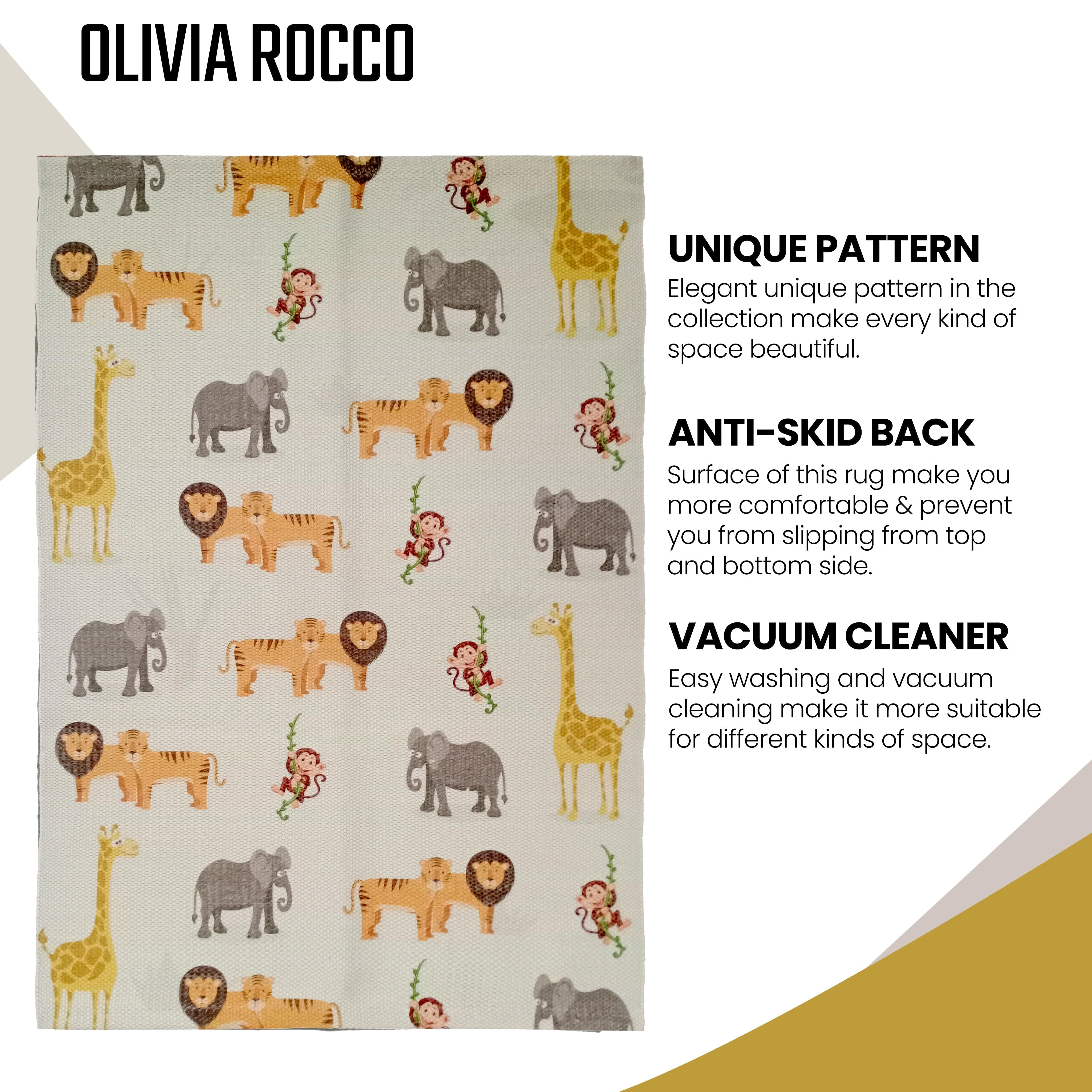 OLIVIA ROCCO Animal Print Rug Safari Non Slip Soft Durable Floor Rug for Living Room Bedroom Hallway and Office Eco Friendly