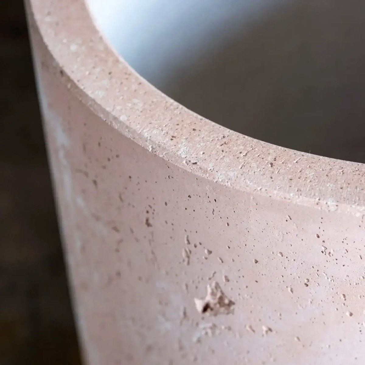 Aurella | Blushstone – 55cm Extra Large Concrete Cylinder Planter – 93L Round Plant Pot - Zestio