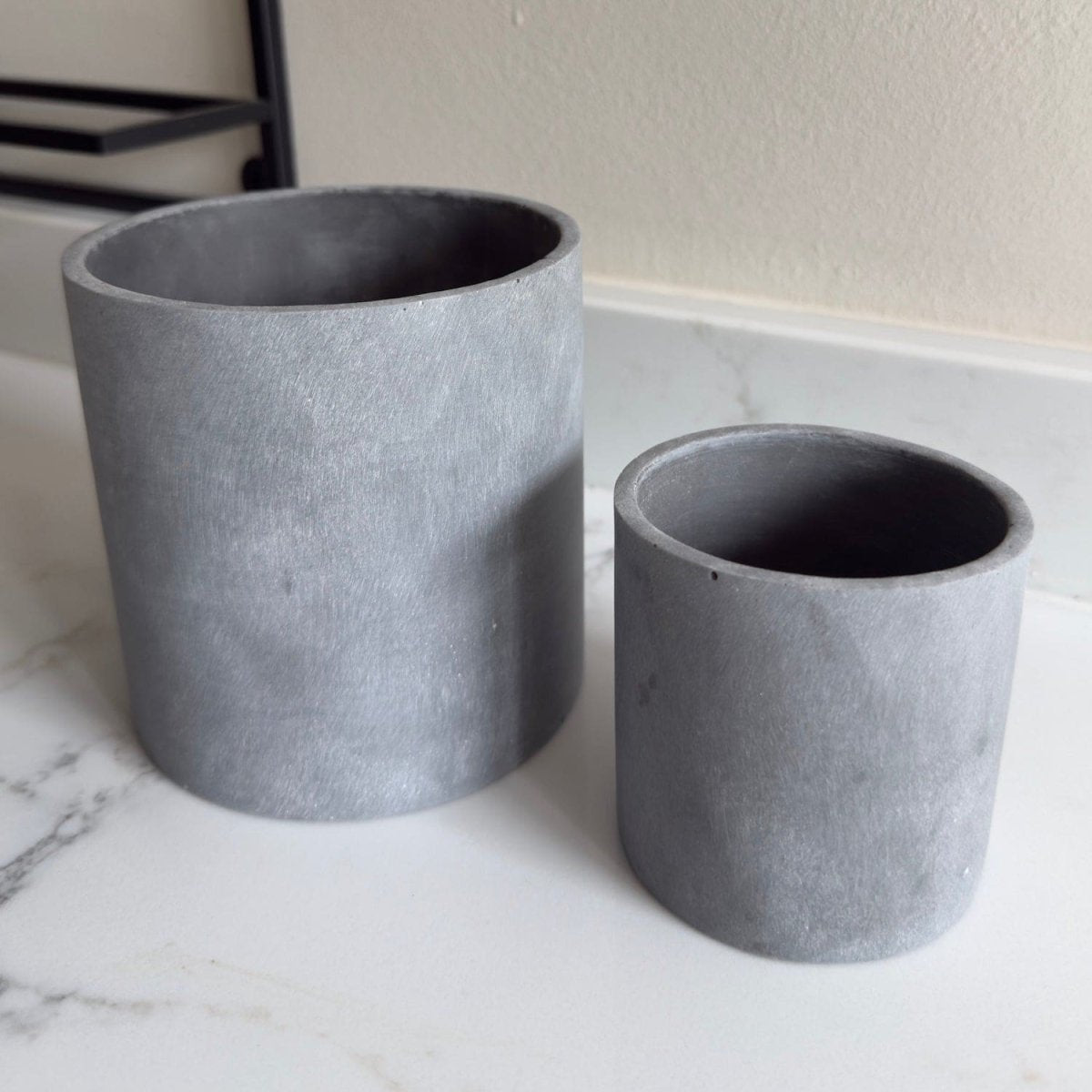 Aurello | Brushed Grey Stone Resin Indoor Plant Pots (Set of 2) - Zestio