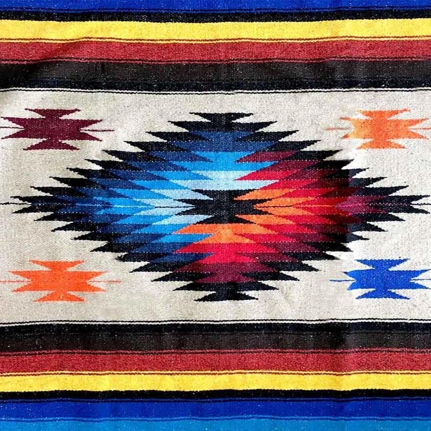 Aztec Mexican Diamond Blanket | Beige Tan Khaki Throw - Zestio
