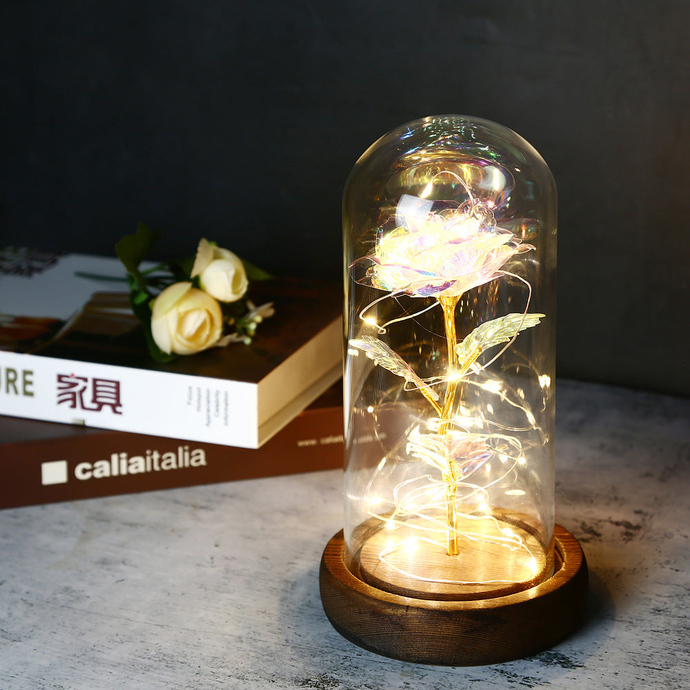 Valentine's Day Gift Simulation Gold Foil Rose Lamp Glass Cover Ornaments Color Box Packaging