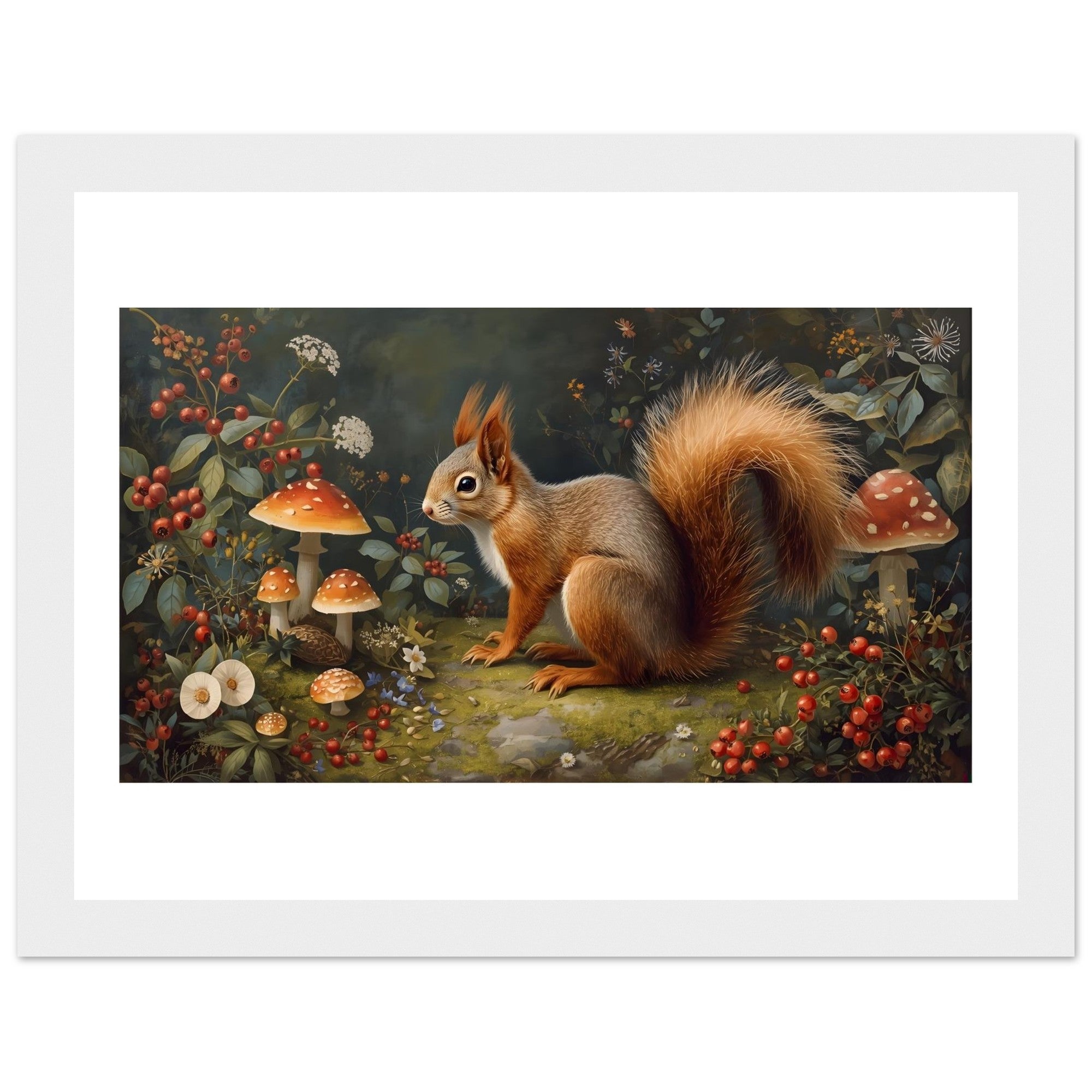 Woodland Squirrel Framed Print – Rustic Nature Wall Art