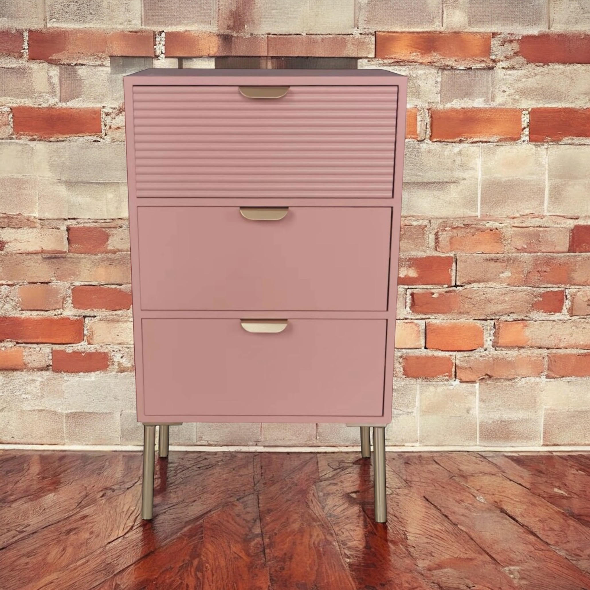 75CM PINK WOODEN 3 DRAWER CHEST OF DRAWER