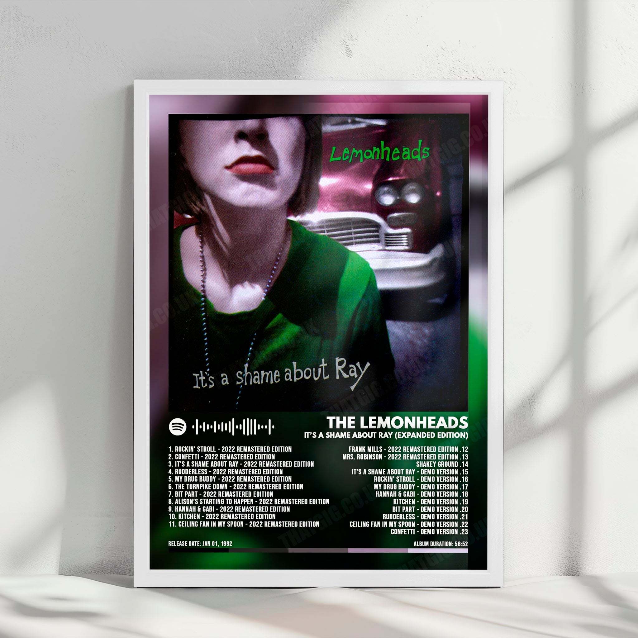 The Lemonheads "It's a Shame About Ray" Album Cover Poster - with Complete Tracklist