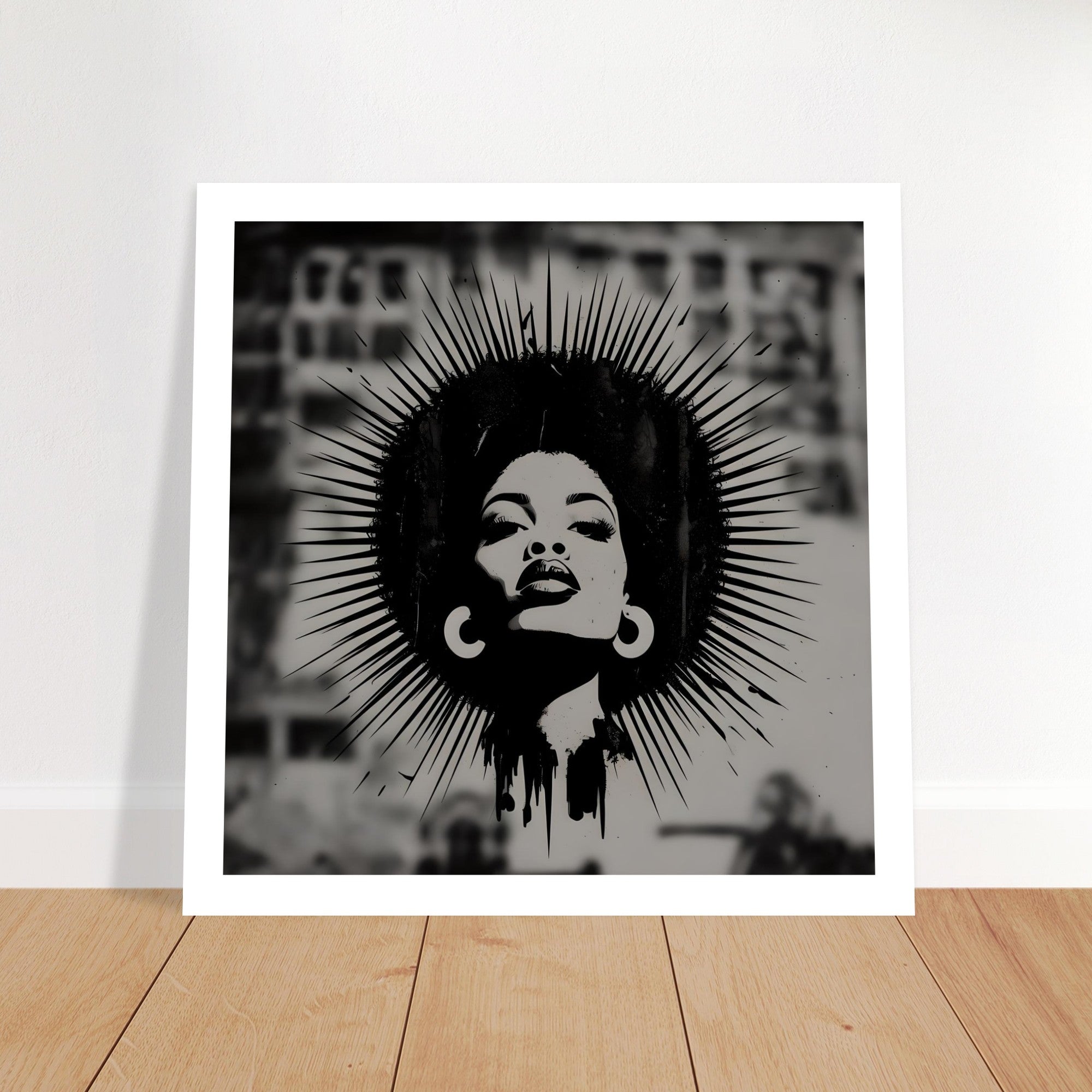 Afro Woman Silhouette Art Print – Grayscale Modern Wall Poster | Bold Feminine Decor