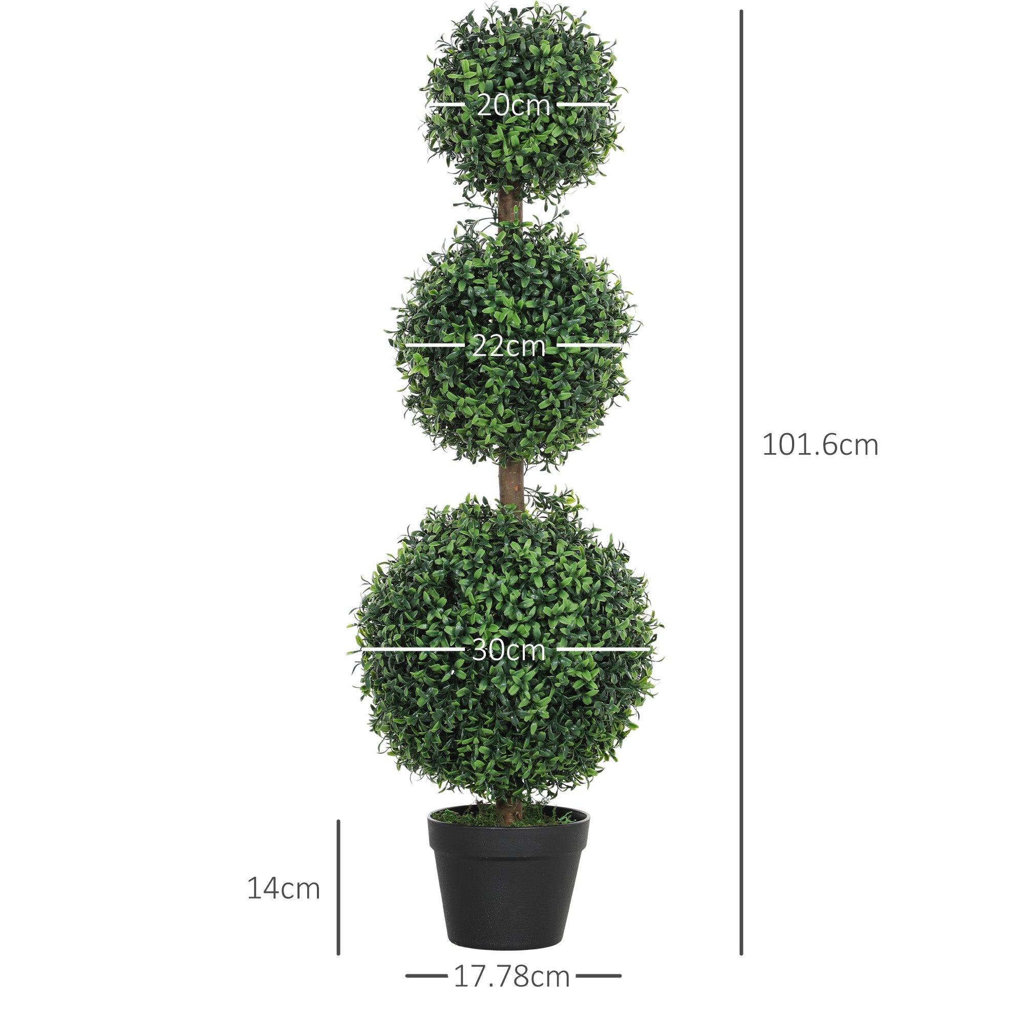 HOMCOM Set of 2 Decorative Artificial Plants Boxwood Trees in Pot, Green