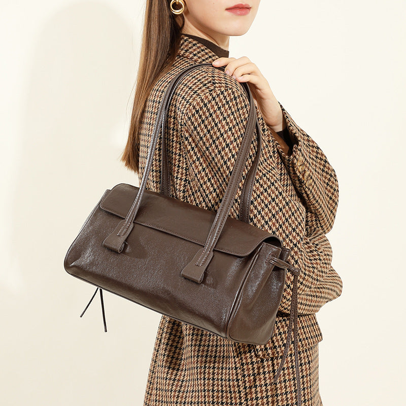 Women's Vegetable Tanned Cowhide Armpit High-end Handbag