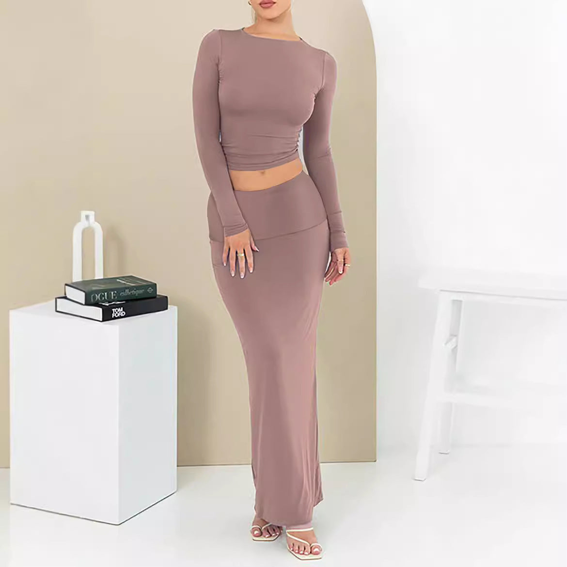Women's Autumn Pure Color Comfort Slim Fit Two-piece Suit