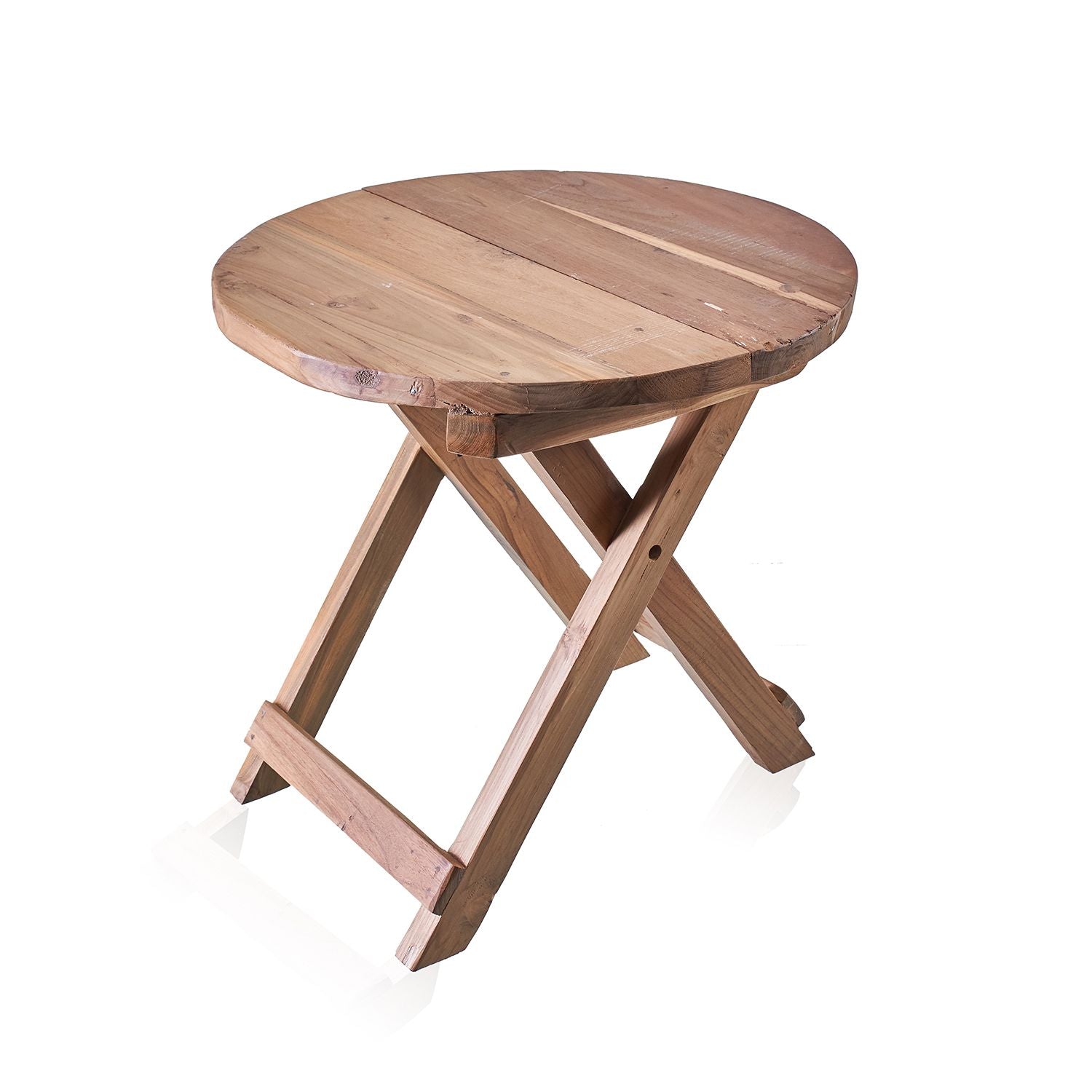 Recycled Teak Wood Round Folding Coffee Table 50x50cm