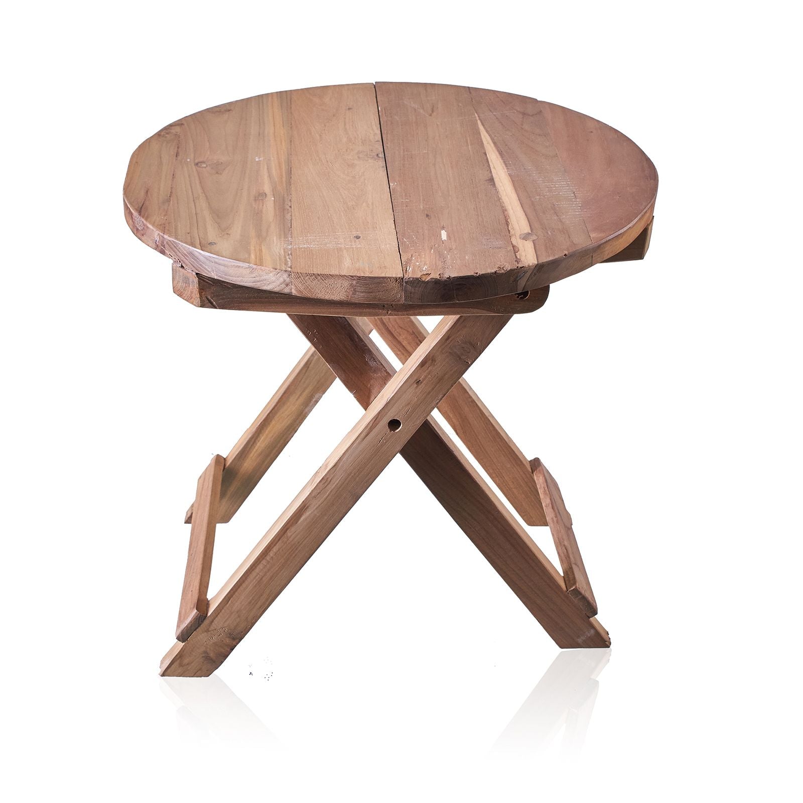 Recycled Teak Wood Round Folding Coffee Table 50x50cm