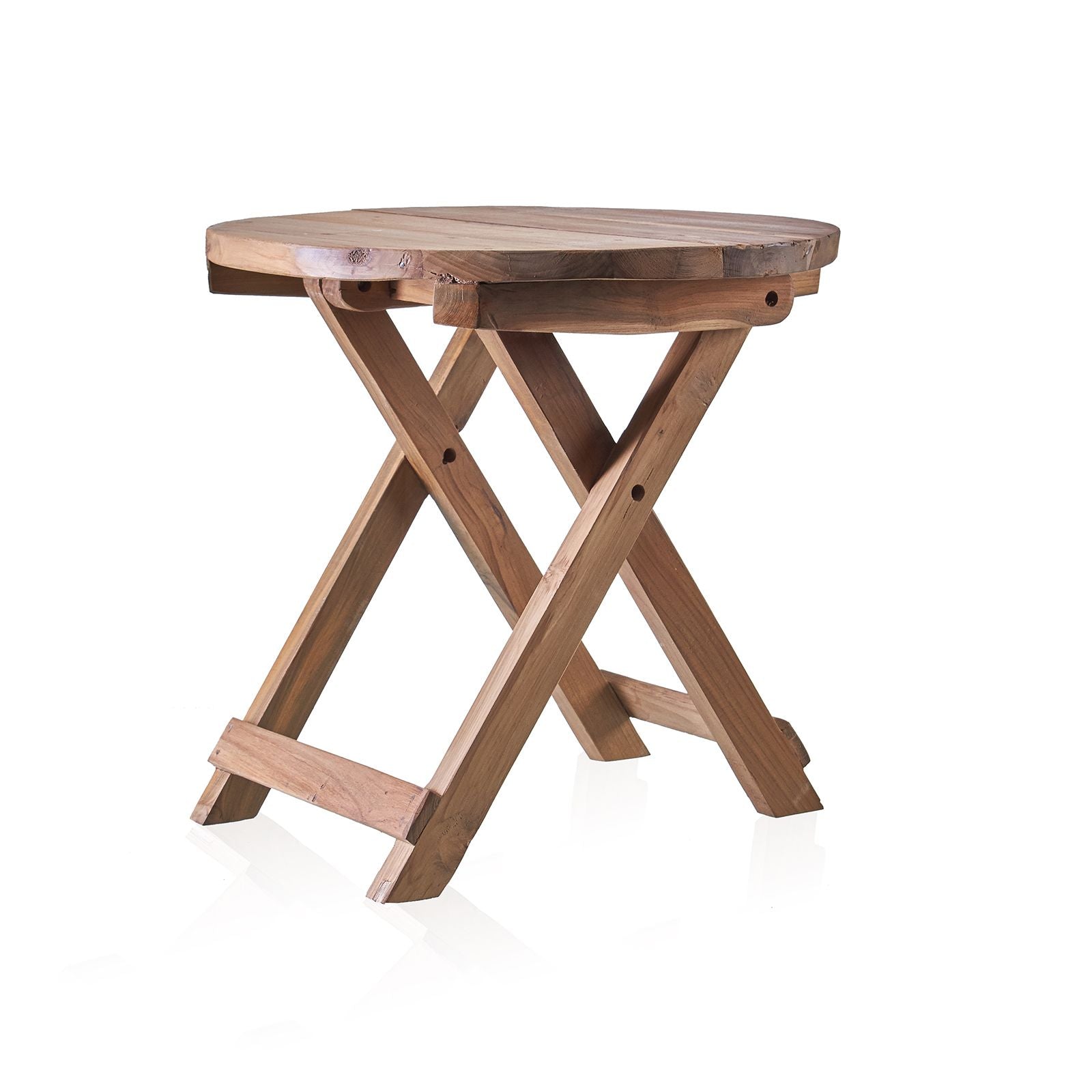 Recycled Teak Wood Round Folding Coffee Table 50x50cm