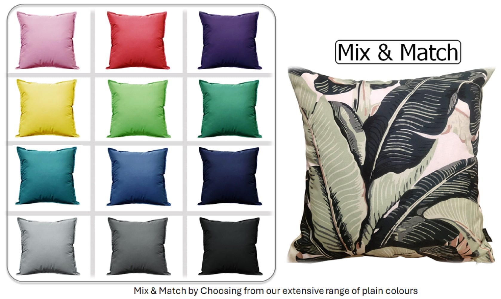 OLIVIA ROCCO Banza Waterproof Cushion Covers 43 x 43 cm Reversible Breathable Decorative Indoor Outdoor Use Patio Garden Sofa Bed Chair
