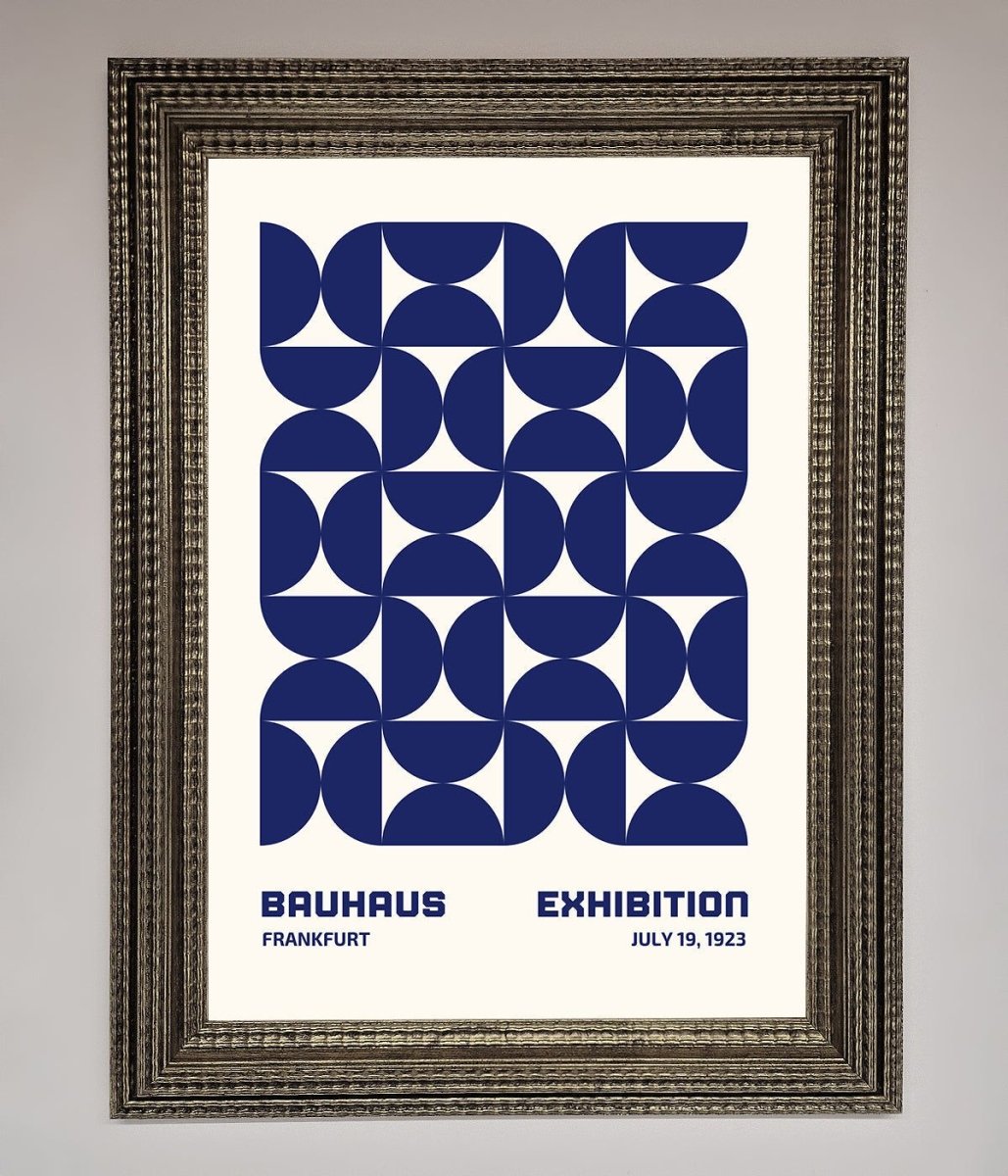 Bauhaus Print July 1923 Navy Blue Abstract Framed Wall Art - Zestio