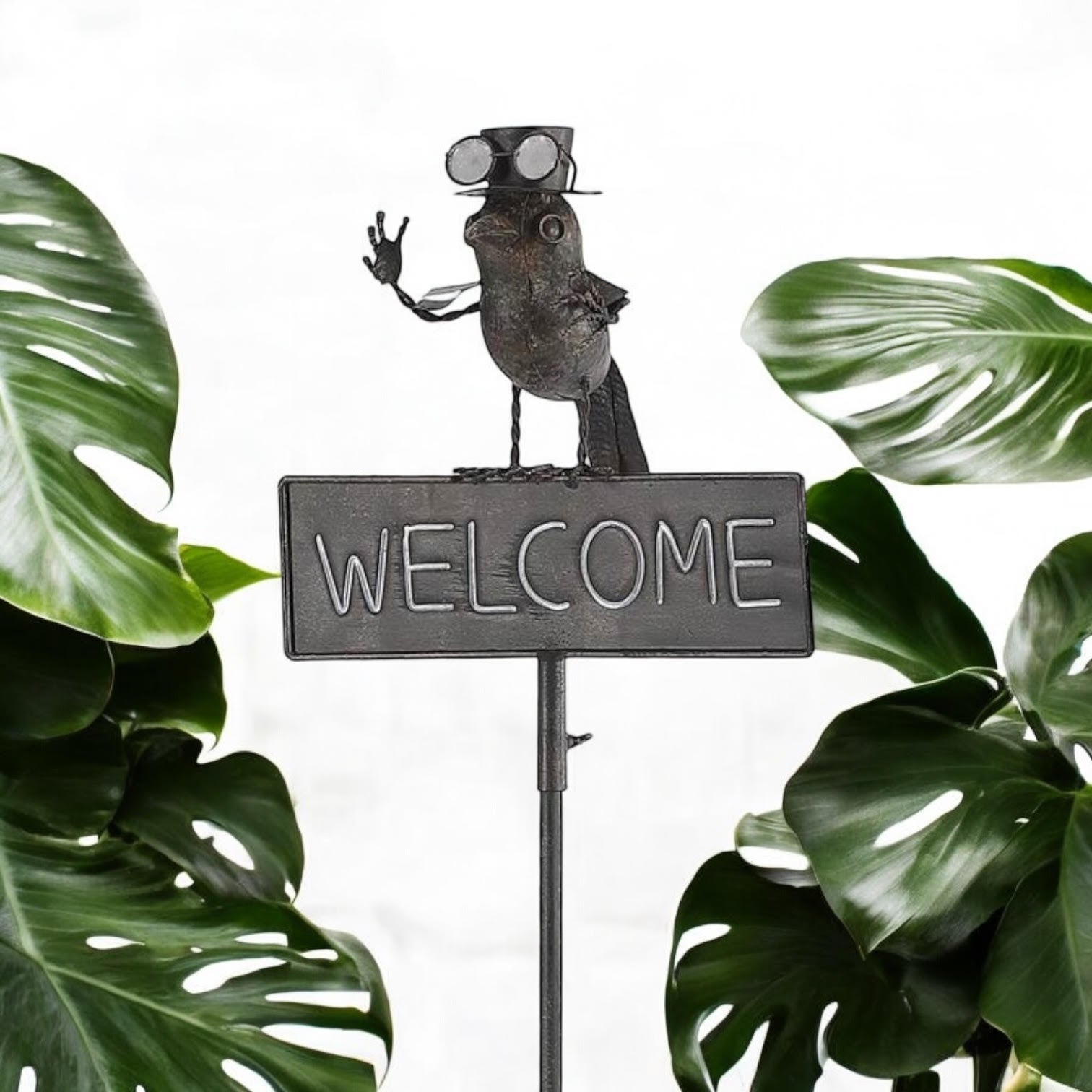 53" METAL BIRD WELCOME GARDEN STAKE