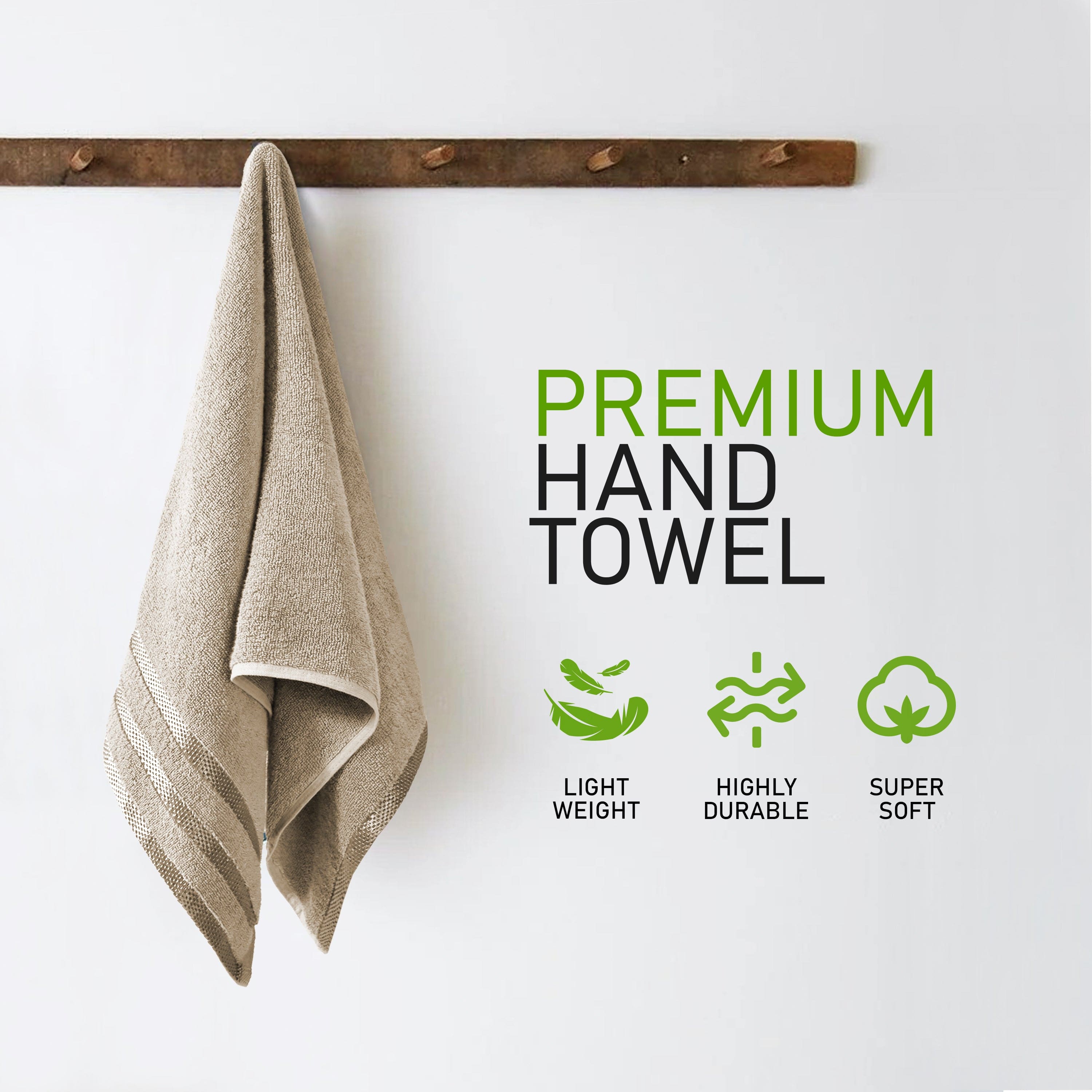 OLIVIA ROCCO Belmont Viscose Stripe Beige Towels 100 Percent Cotton Hotel Quality Super Absorbent 10 Piece Bale Set 4 Hand Towels And 12 Face Cloths