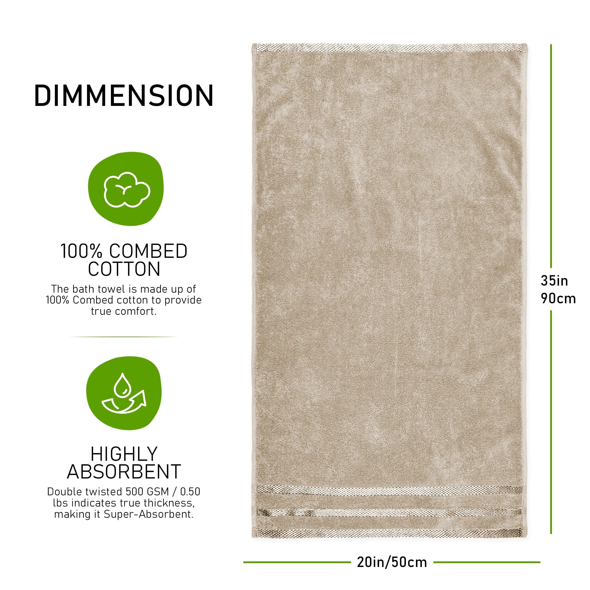 OLIVIA ROCCO Belmont Viscose Stripe Beige Towels 100 Percent Cotton Hotel Quality Super Absorbent 10 Piece Bale Set 4 Hand Towels And 12 Face Cloths