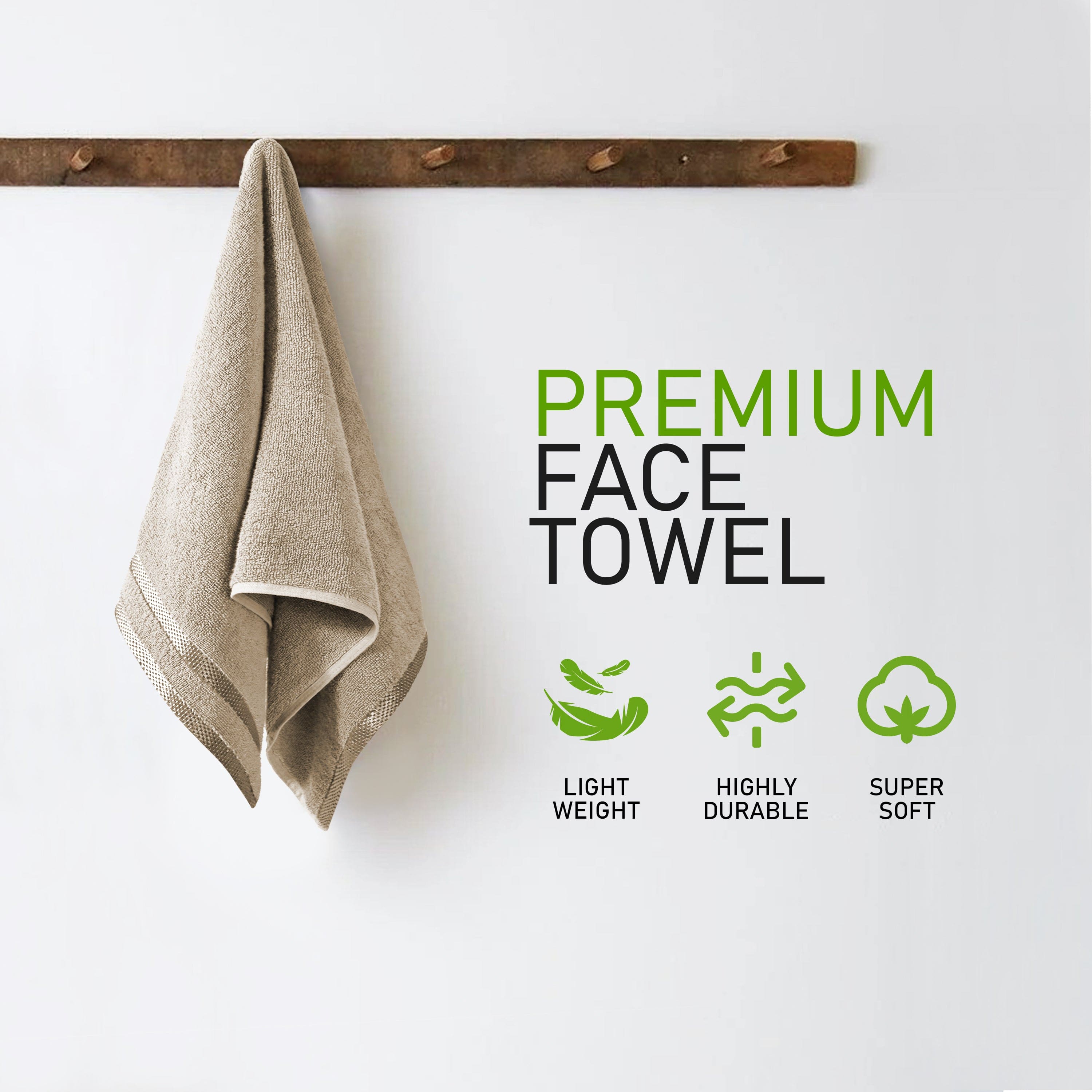 OLIVIA ROCCO Belmont Viscose Stripe Beige Towels 100 Percent Cotton Hotel Quality Super Absorbent 10 Piece Bale Set 4 Hand Towels And 12 Face Cloths