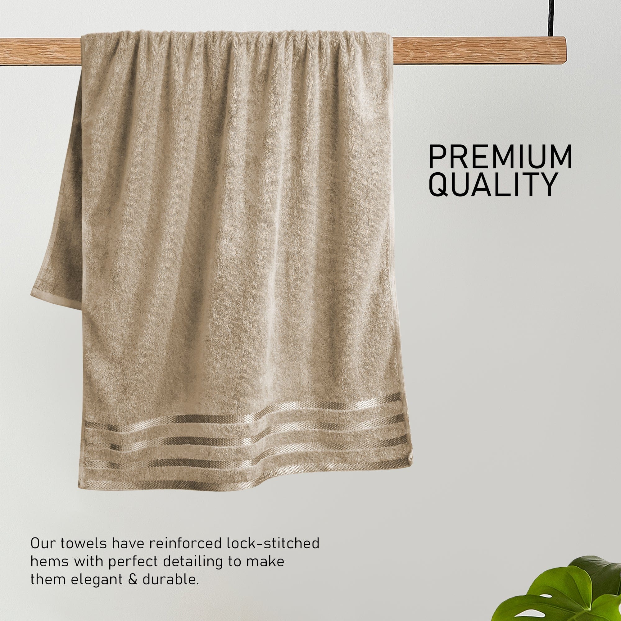 OLIVIA ROCCO Belmont Viscose Stripe Beige Towels 100 Percent Cotton Hotel Quality Super Absorbent 10 Piece Bale Set 4 Hand Towels And 12 Face Cloths